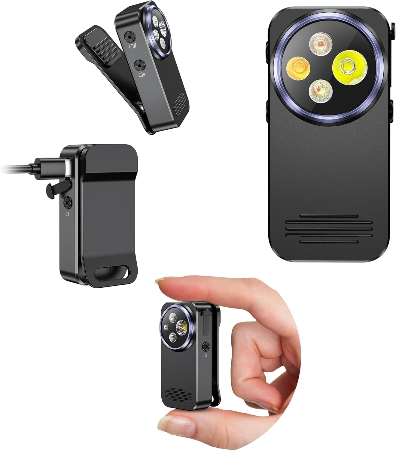 EDC Clip-On Torch 600 Lumens: 120 Meters Flashlight with Four Lighting Solutions, Rechargeable Torch, LED Light with Spring Clip Magnetic Base for Fishing, Camping & Hiking(Black) image number 6