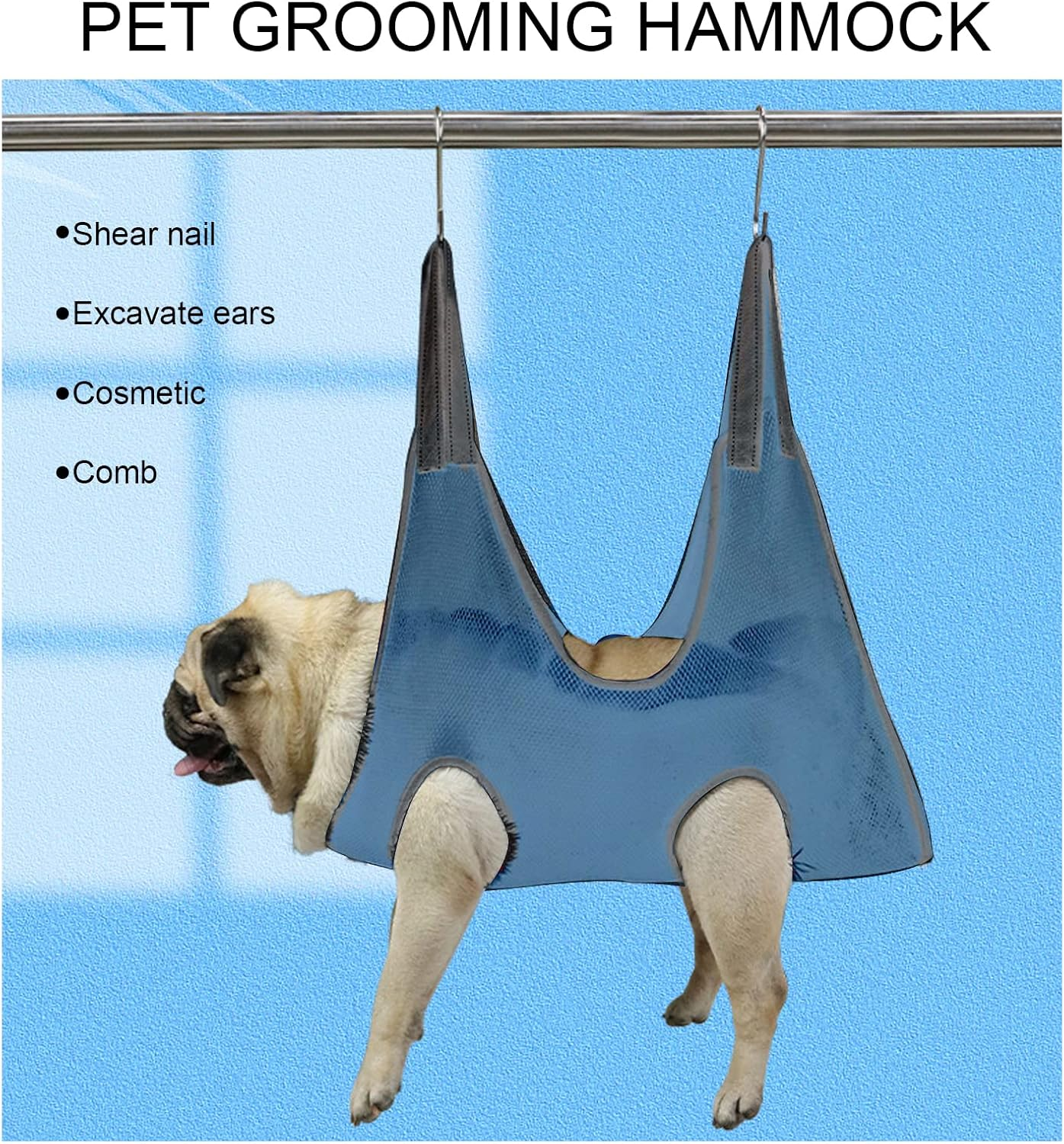 Dog Grooming Sling, Dog Grooming Hammock Mesh Fabric Comfortable Safety Breathable for Trimming Nail M Length 92 Width 52Cm image number 2