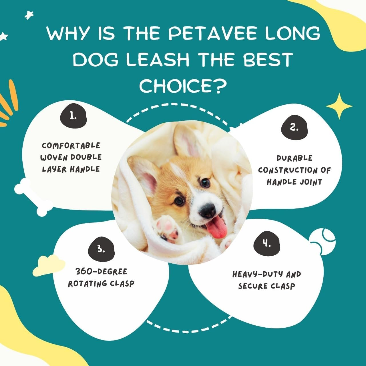 Petavee Dog Training Leash, Long Dog Training Leash with Training Clicker, Reflective Dog Leash, Extra Long Leashes of 5M 10M (15Ft 30Ft), Multicolor Leads for Small Medium Large Dogs 30Ft(10 Meter) image number 2