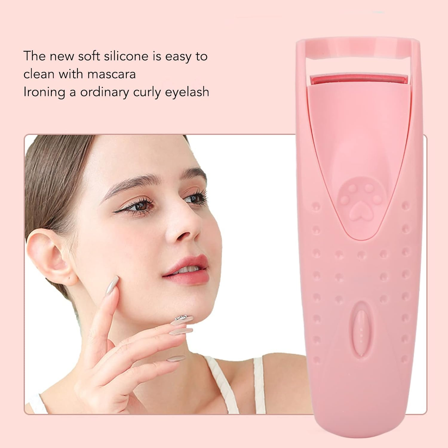 Eosnow Heated Eyelash Curler Electric Lash Curling Tool with Constant Temperature Control Safe Comfortable 50℃ Heating for Women Girls ABS Silicone Type C Charging 4.9 X 1.5In (Pink)