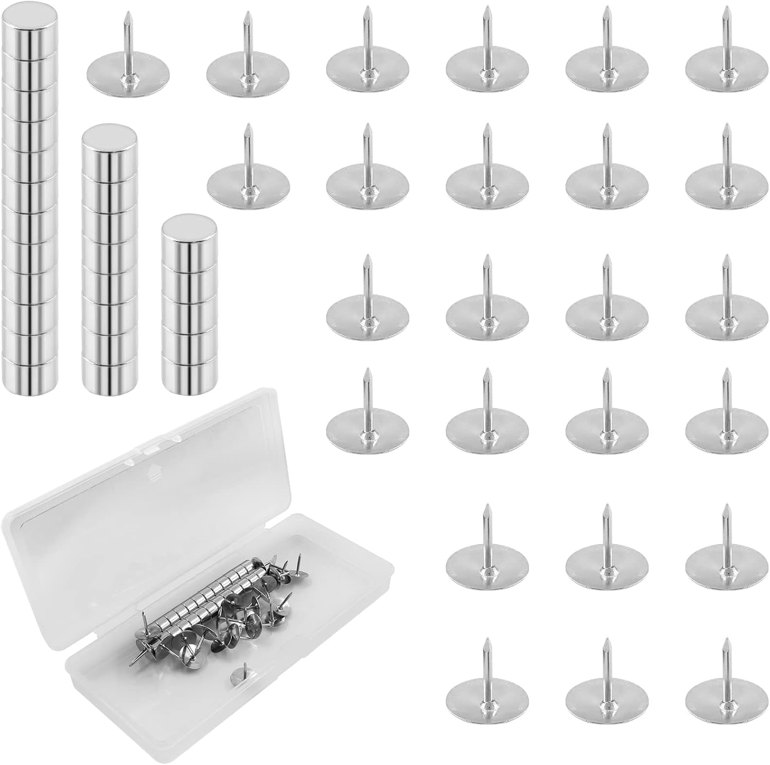 Unlorspy 25 Sets Magnet Thumb Tacks No Hole Tack Magnetic Push Pins for Map, Photo, Poster,Paper Craft,Walls Bulletin Boards image number 1