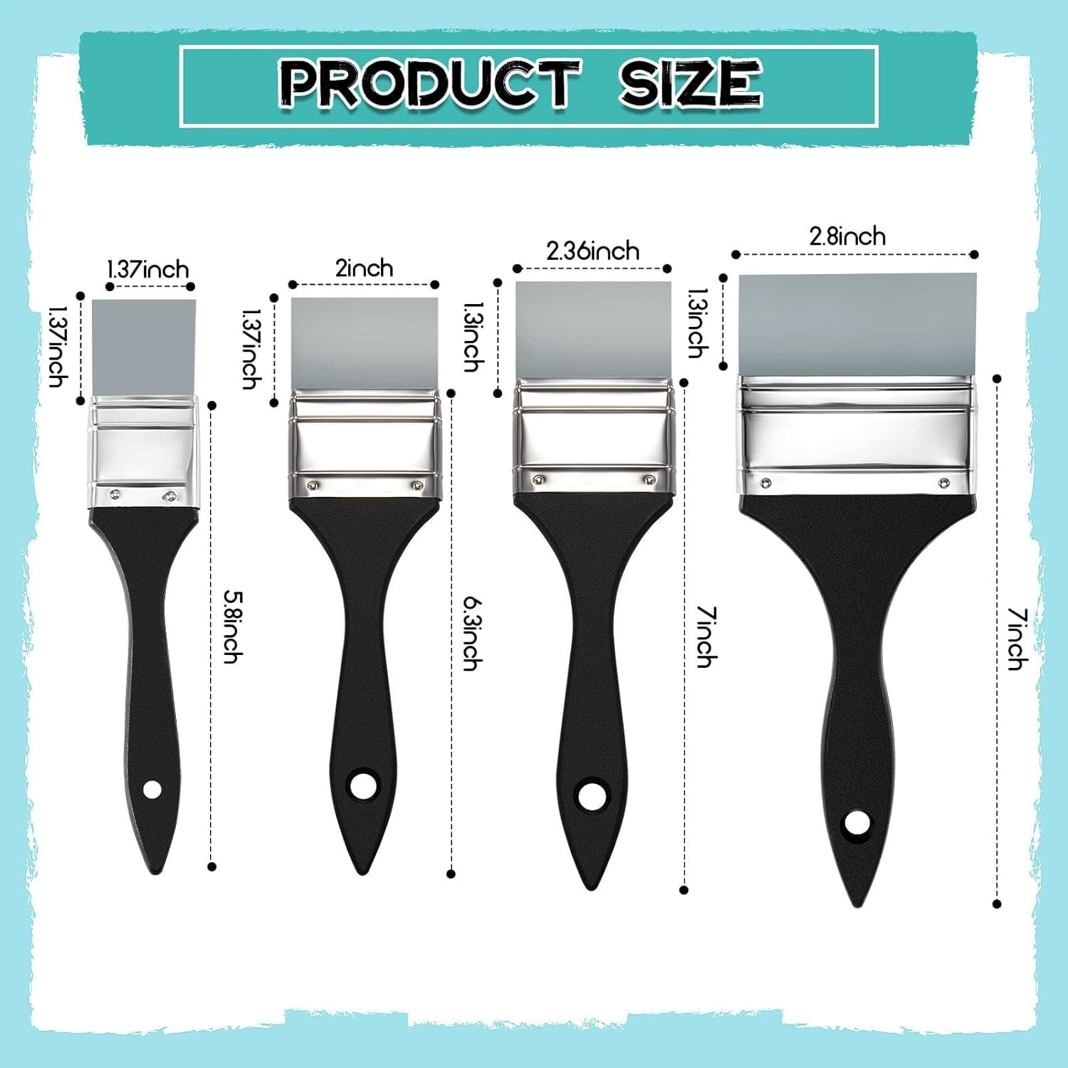 Silicone Paintbrush Set,4-Piece Color Shapers for Resin Painting, Flat Silicone Brushes for Acrylic and Water-Based Paints. (1.5/2/ 2.5/3 in Wide) image number 2