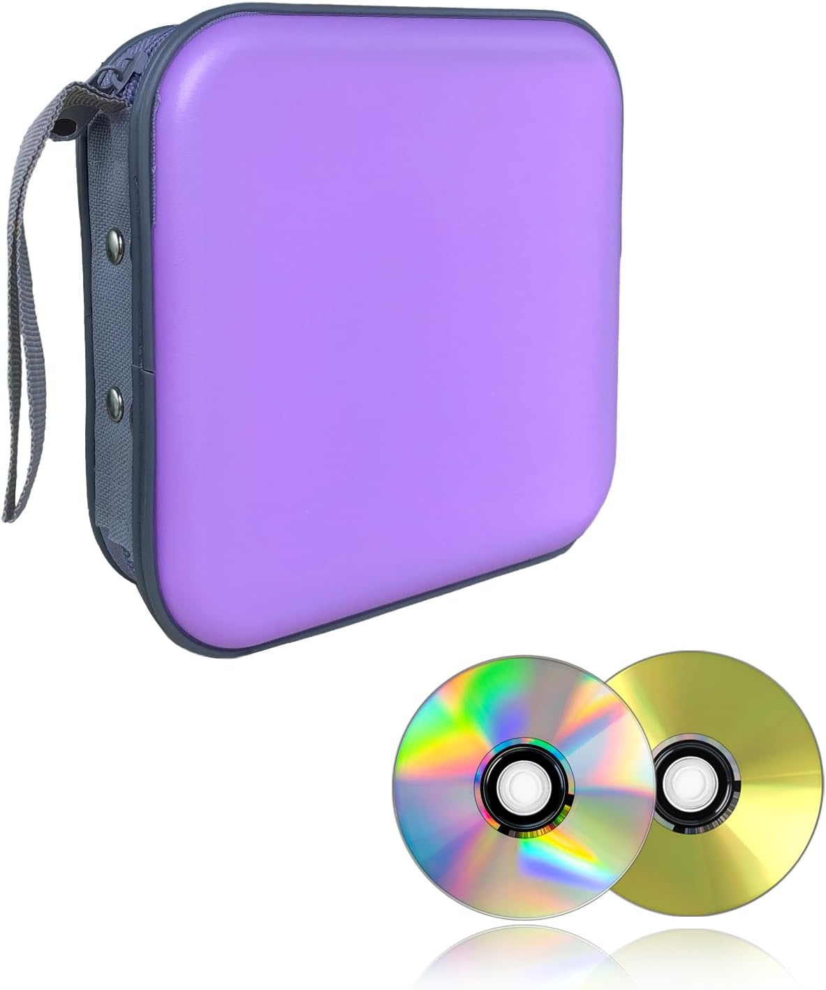 Augeny 48 Capacity CD Case, Portable DVD Hard Plastic Case Holder, Wallet Disc Storage Binder for Car, Home, Travel, Carrying Organizer, Universal Protective DVD Storage Zipper Box (Light Purple)