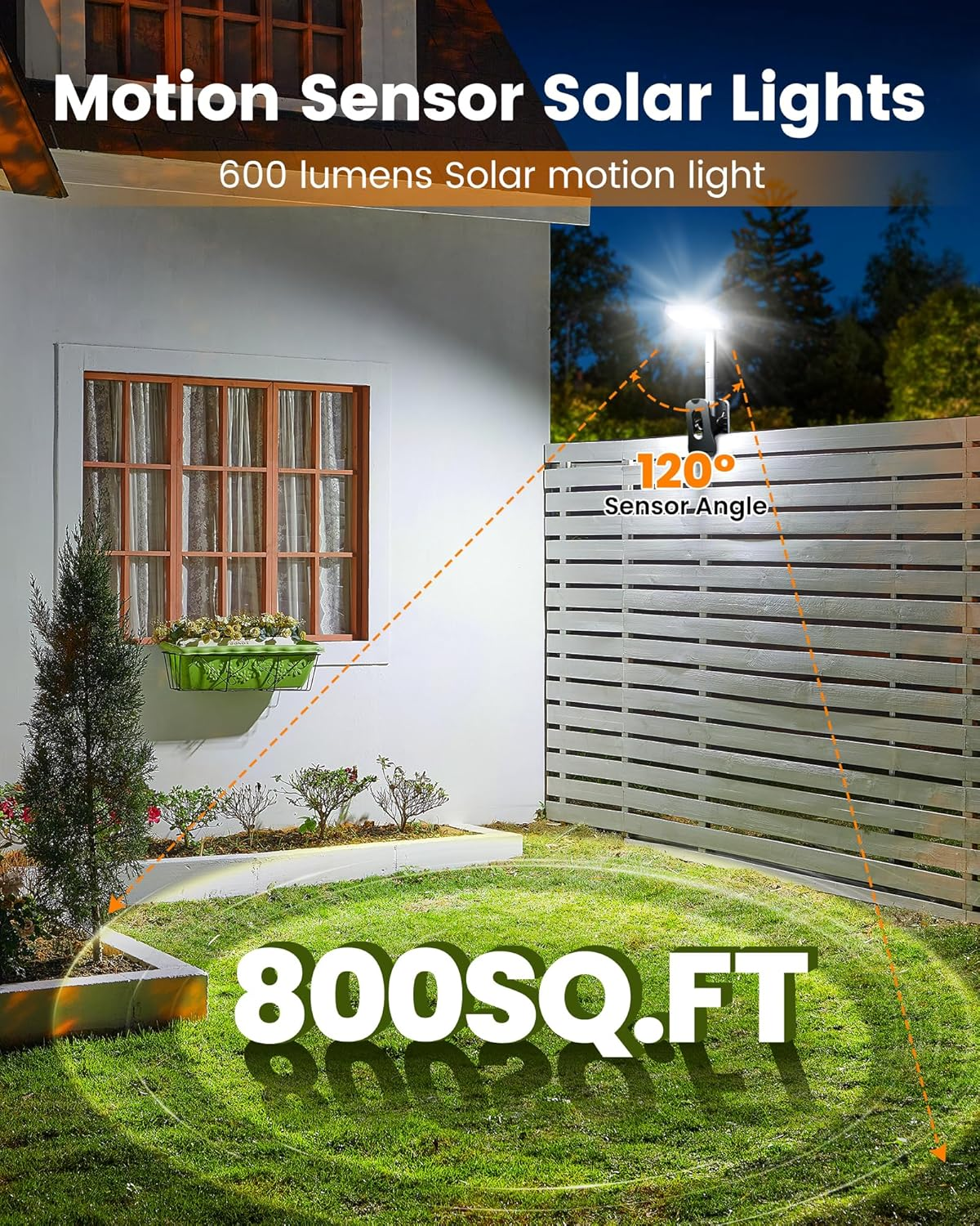 Clip-On Solar Lights Outdoor, 92 Leds 600LM Solar Fence Lights Outdoor Waterproof LED, Solar Lights for Chain Link Fence, Deck, Gutter, Camping (2) image number 2