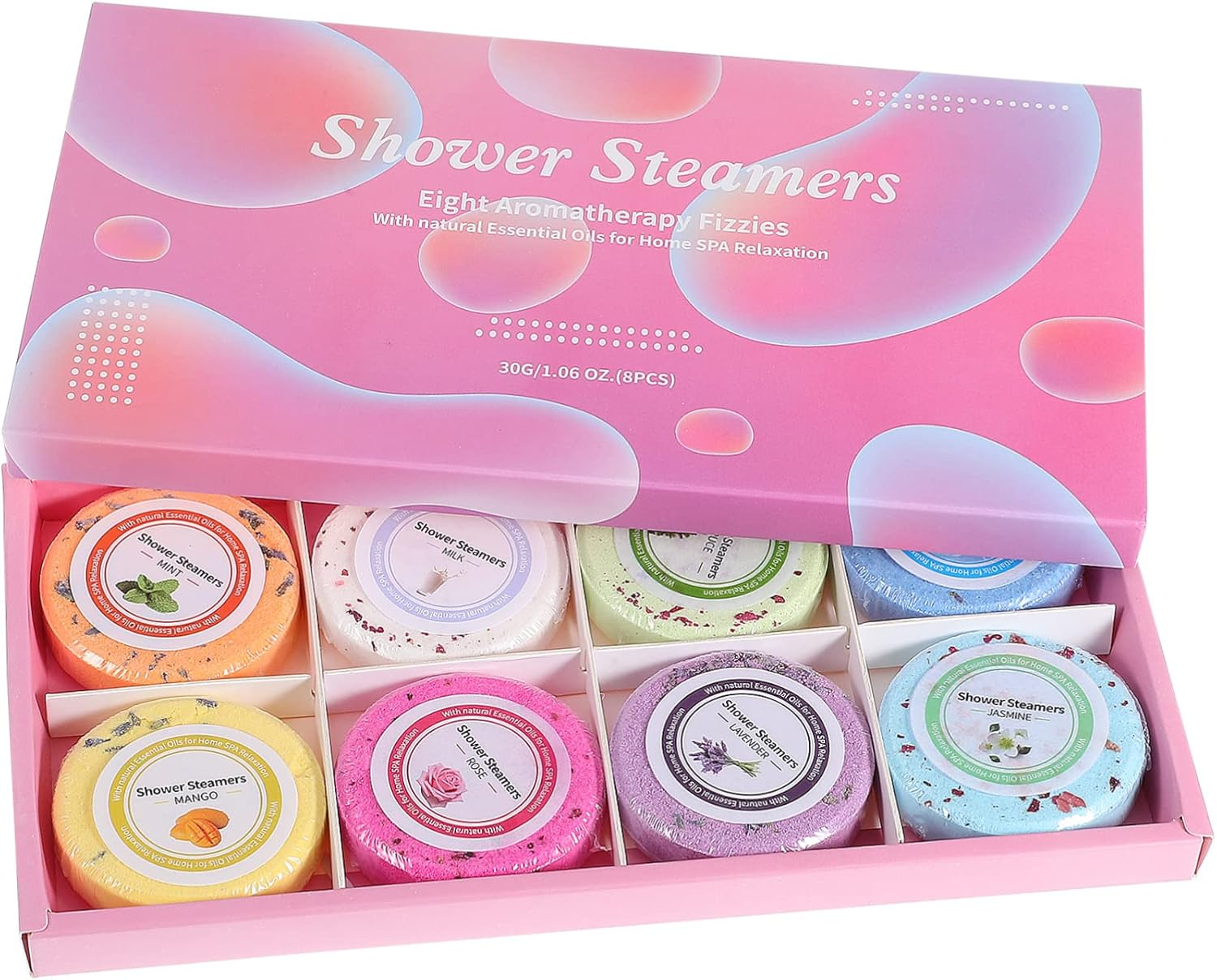 OHPHCALL 8Pcs Natural Essential Oil Shower Tablets for Relaxation Aromatherapy Steamers Kit Pampering Bath Supplies For image number 4