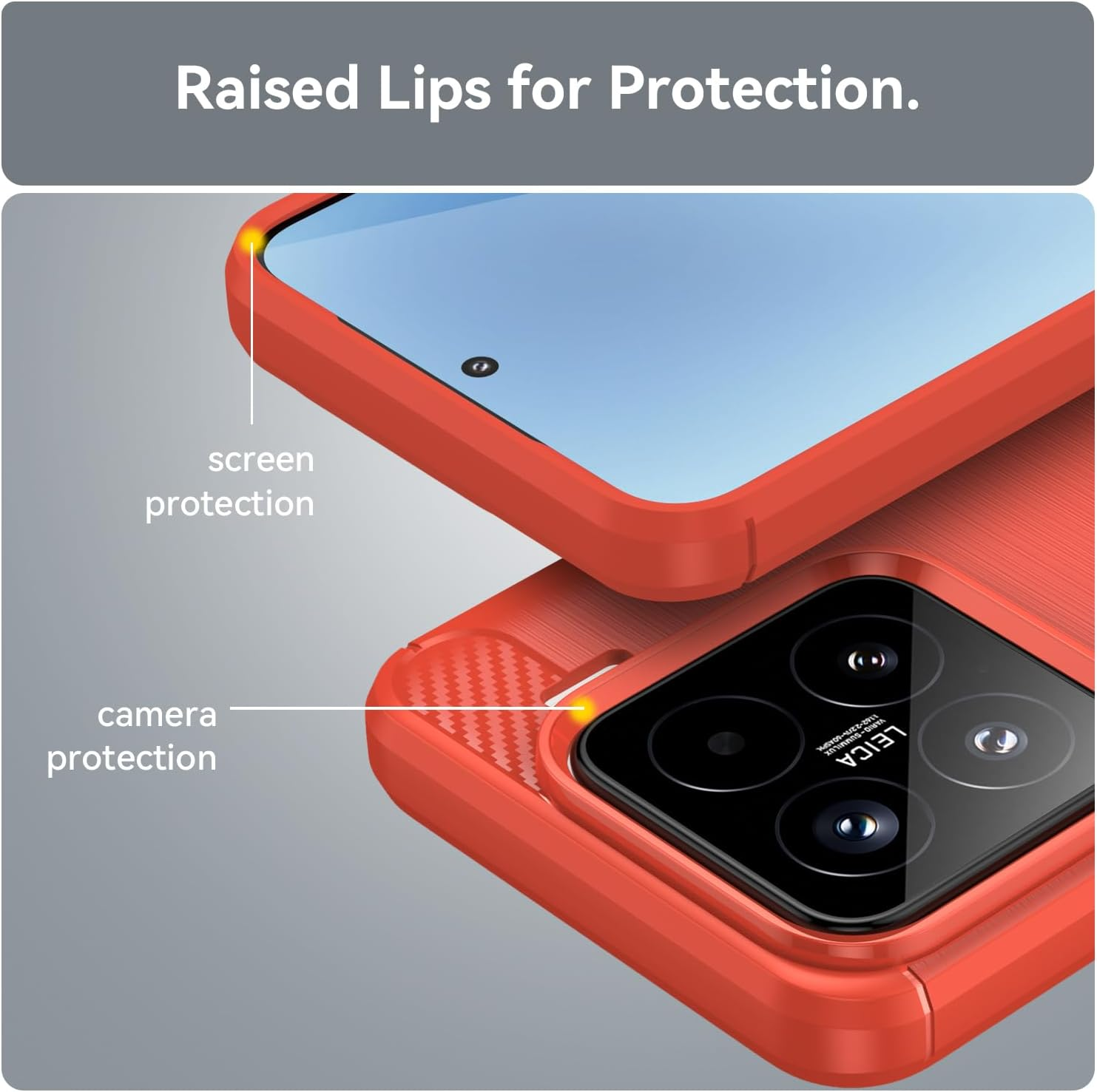 Case Made for Xiaomi 15 Case, Carbon Fiber Texture Design Cover Anti-Scratch Shock Absorption Case for Xiaomi 15 Case (2024) (Red) image number 4