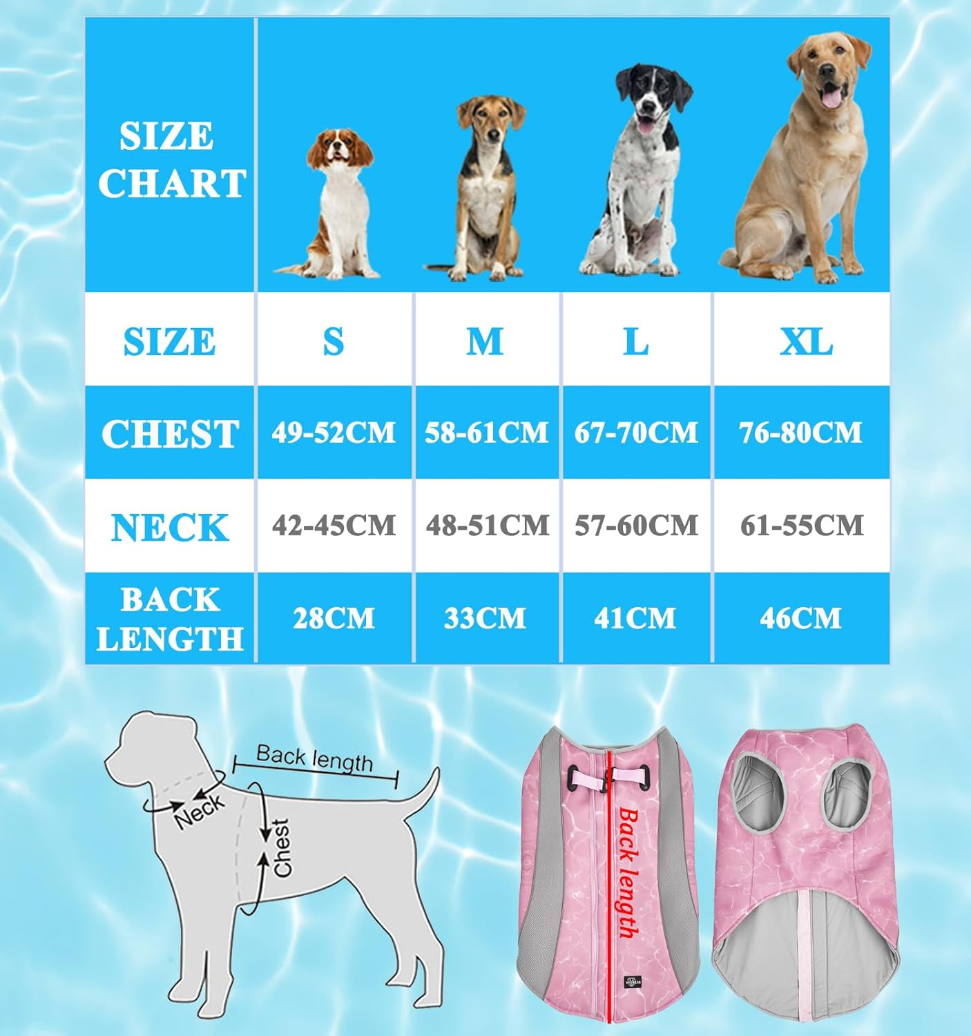 Dog Cooling Vest, Evaporative Cooling Coat for Dogs with Harness D-Rings and Adjustable Zip, Safety Reflective Ice Cooling Jacket for Puppies, Sunproof Summer Cooling Vest for Dogs, S image number 4