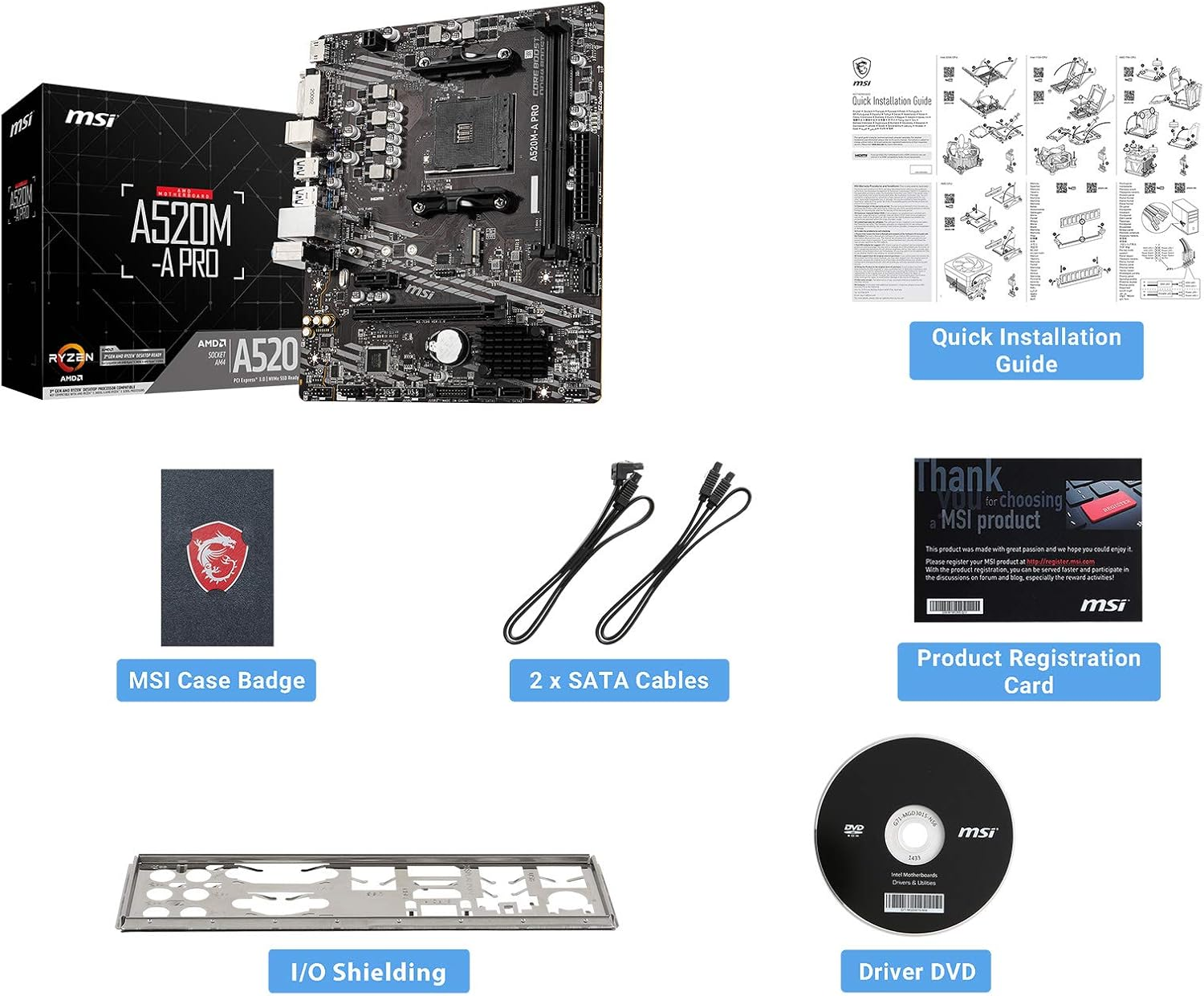 MSI Motherboard A520M-A PRO [Ryzen 5000 Series (AM4) Compatible] Micro ATX [AMD A520 Equipped] MB5136 image number 5