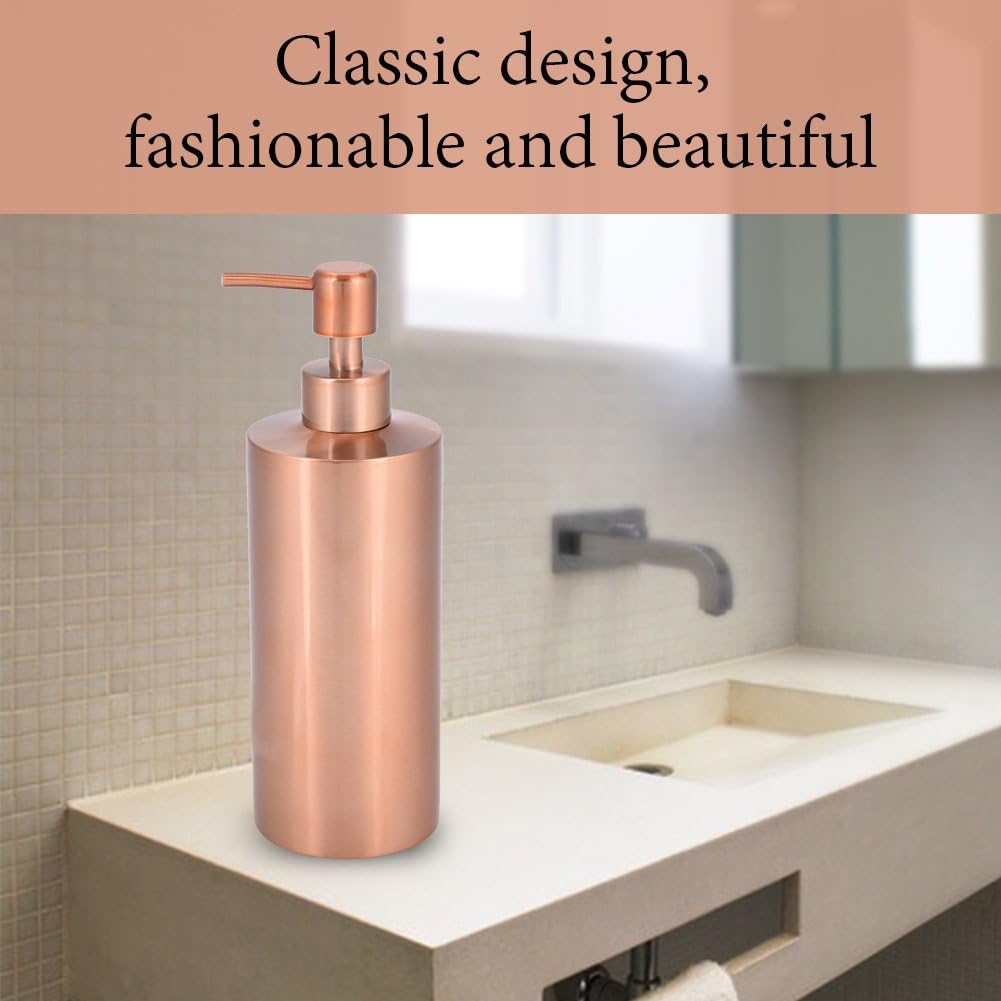 Stainless Steel Dispenser, Rose Gold Hand Pump Liquid Dispenser Lotion Detergent Bottle Kitchen Bathroom Countertop(550Ml) image number 3