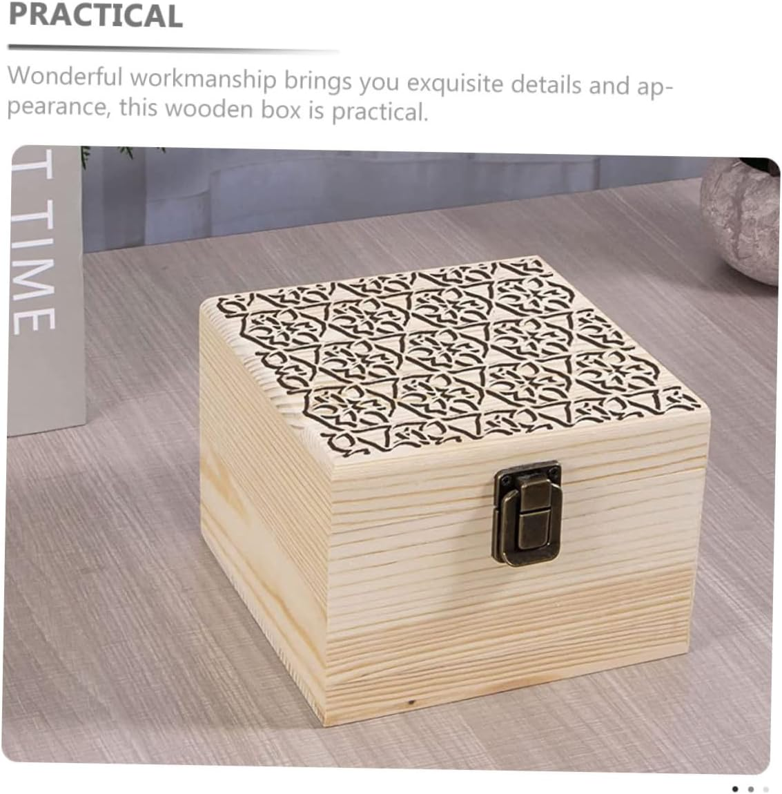 Jojofuny Handmade Wooden Jewelry Storage Box Boys and Girls Graffiti Box Unpainted Craft Storage image number 4