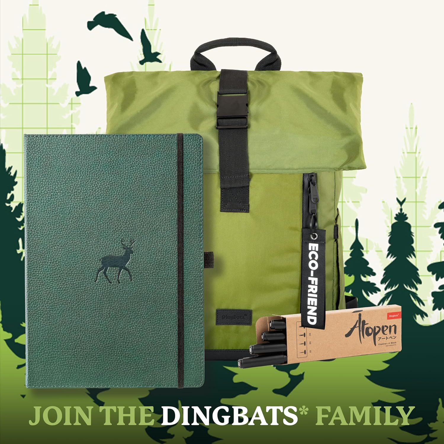 Dingbats* Wildlife Green Deer Notebook A4+ Plain image number 2
