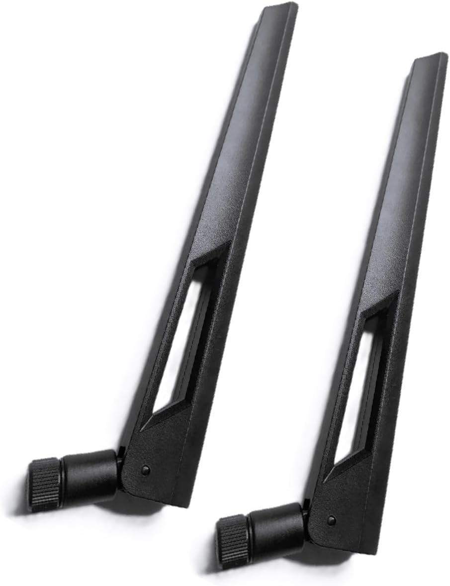 Black and Red 10Dbi Dual Band Signal Booster Wi-Fi Antennas (2.4Ghz/5Ghz-5.8Ghz) with SMA Male Connector for Wireless Camera, Router, Hotspot - 2 Pack image number 1