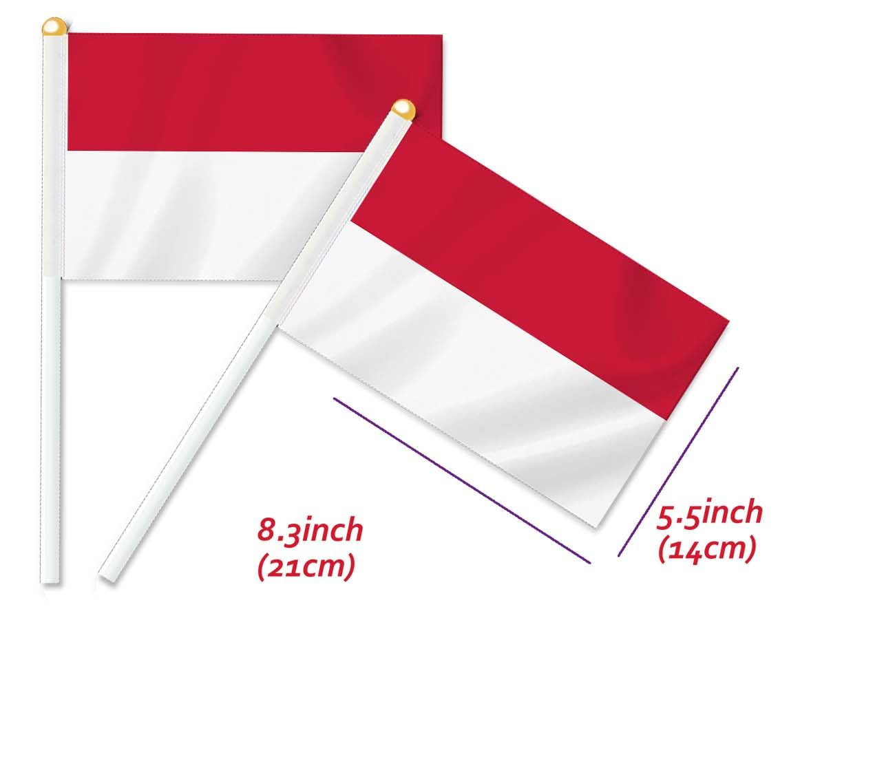 10 PCS Indonesia Handheld Small Flag, Indonesians Hand Held Mini Decor Decoration Banner image number 3