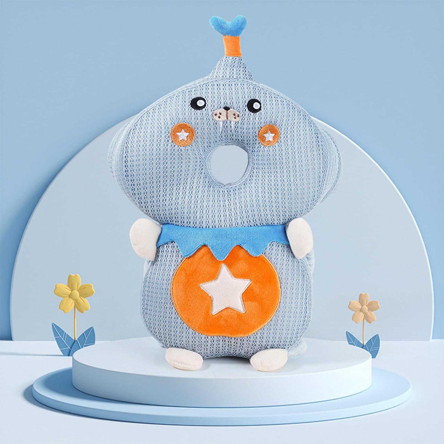 Baby Head Protector Backpack,Head Protection Safety,Anti-Collision Head-Protecting Back Pillow,Anti-Fall Hat for Toddler,Blue (A Seal) image number 4