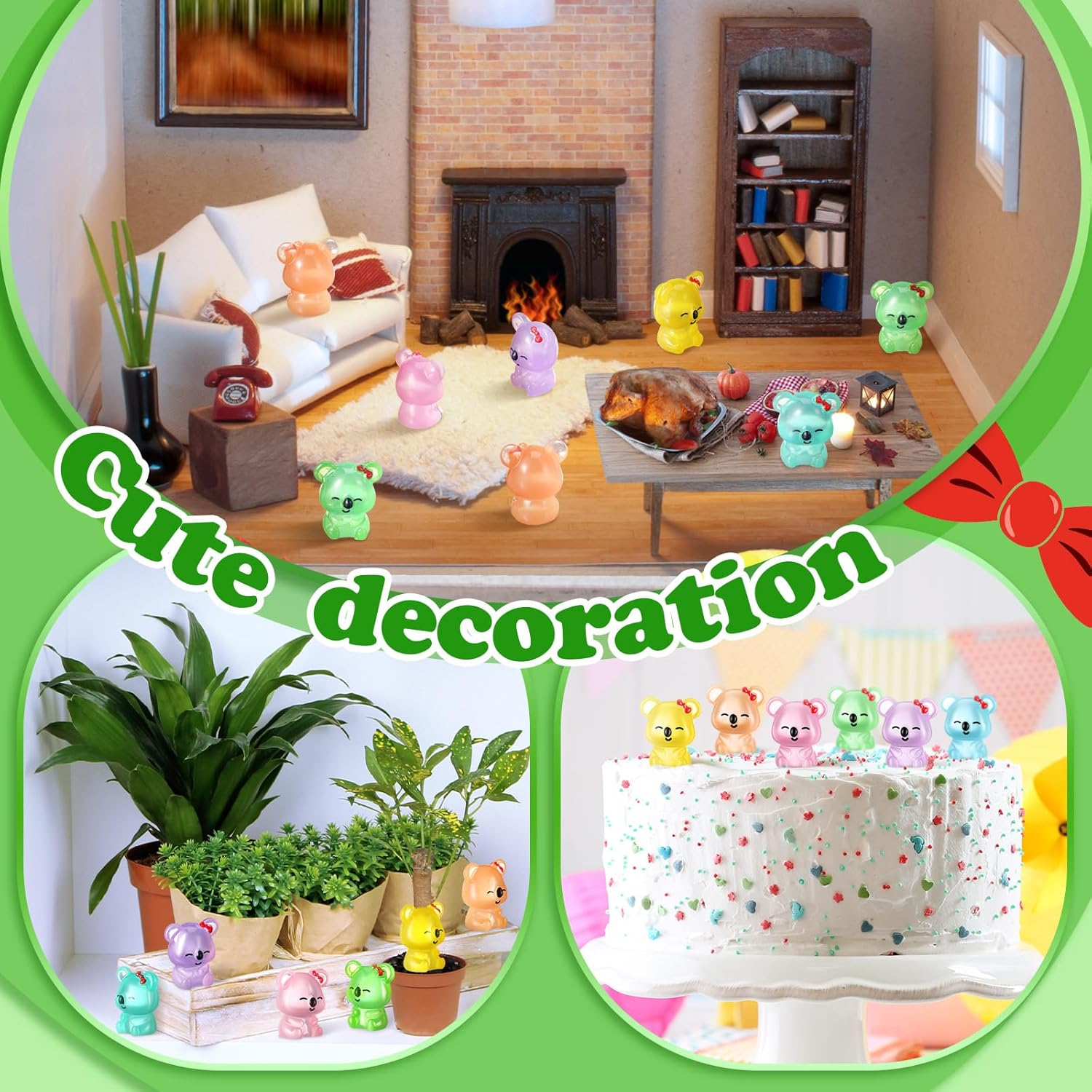 90 Pcs Resin Koala Miniatures Mini Animals Figures Cute Koala Figurine Fairy Decor Animal Ornament for Home Decoration Garden Landscape Accessories Craft Cake Decoration DIY image number 1