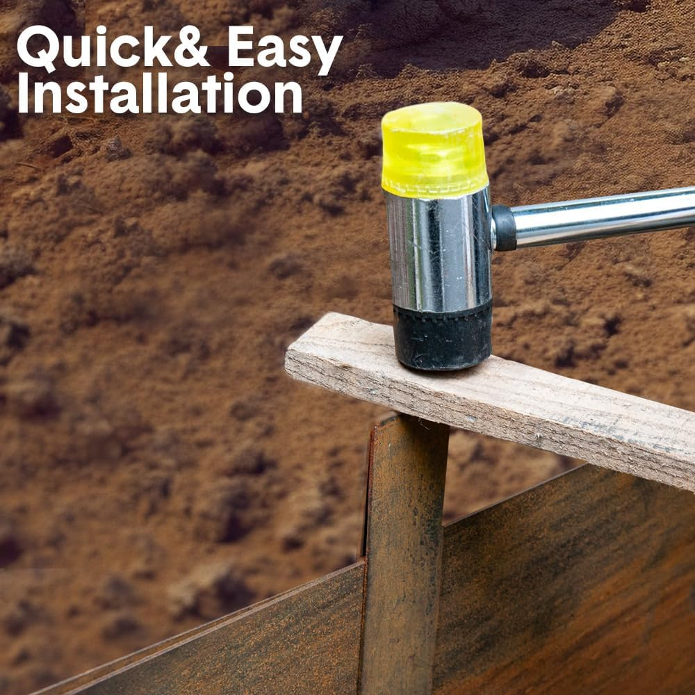 10M Steel Landscape Lawn Edging, Pre Rusted Edging Garden Divider 2.5Cm Depth Patina Bendable Border with 11 Connecting Clips, 10 Pack 101.5Cm Strips with Spikes image number 5