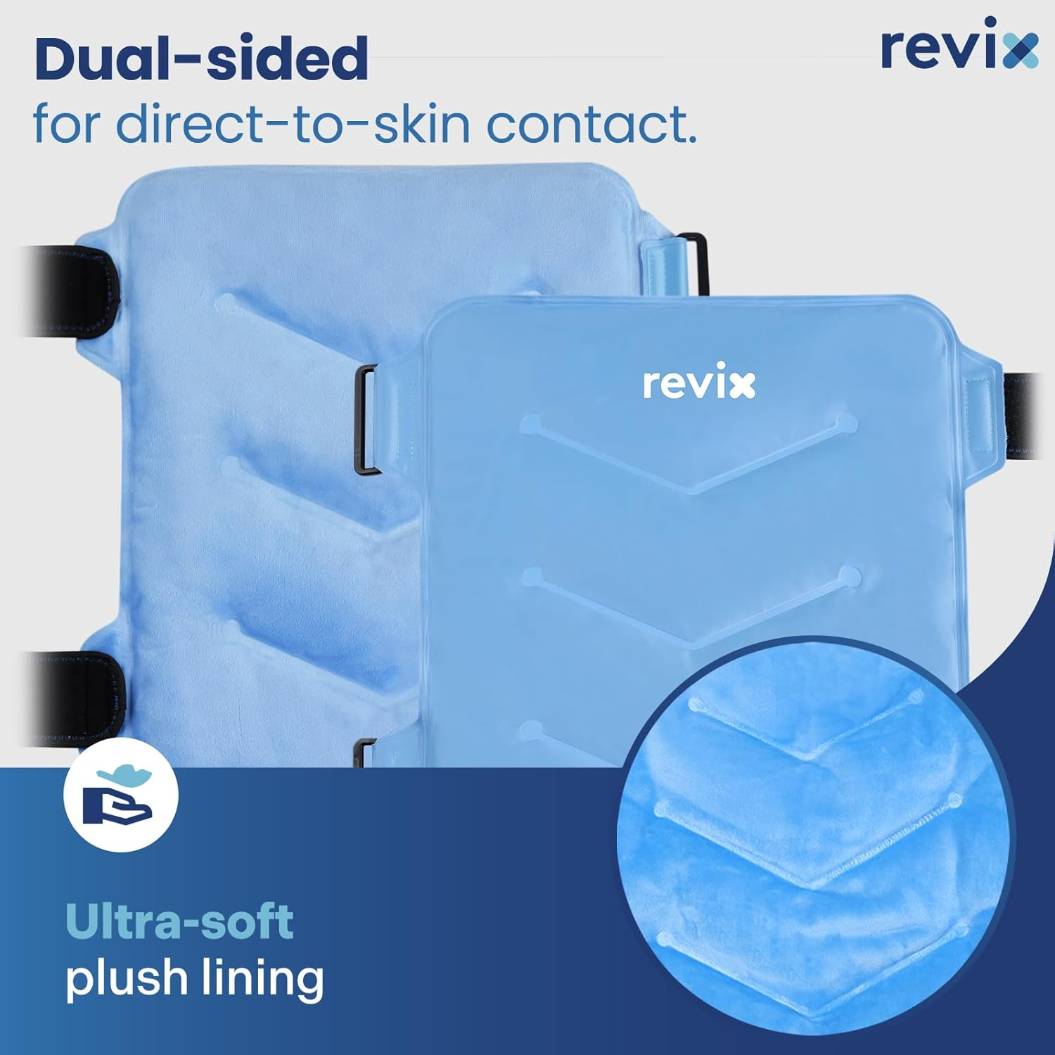 REVIX Large Ice Pack for Injuries Reusable Wrap for Back, Hip, Leg, Shoulder, Flexible Soft Gel Cold Packs for Injuries, Joints and Muscle Discomfort Relief, 12 &times; 15" Blue