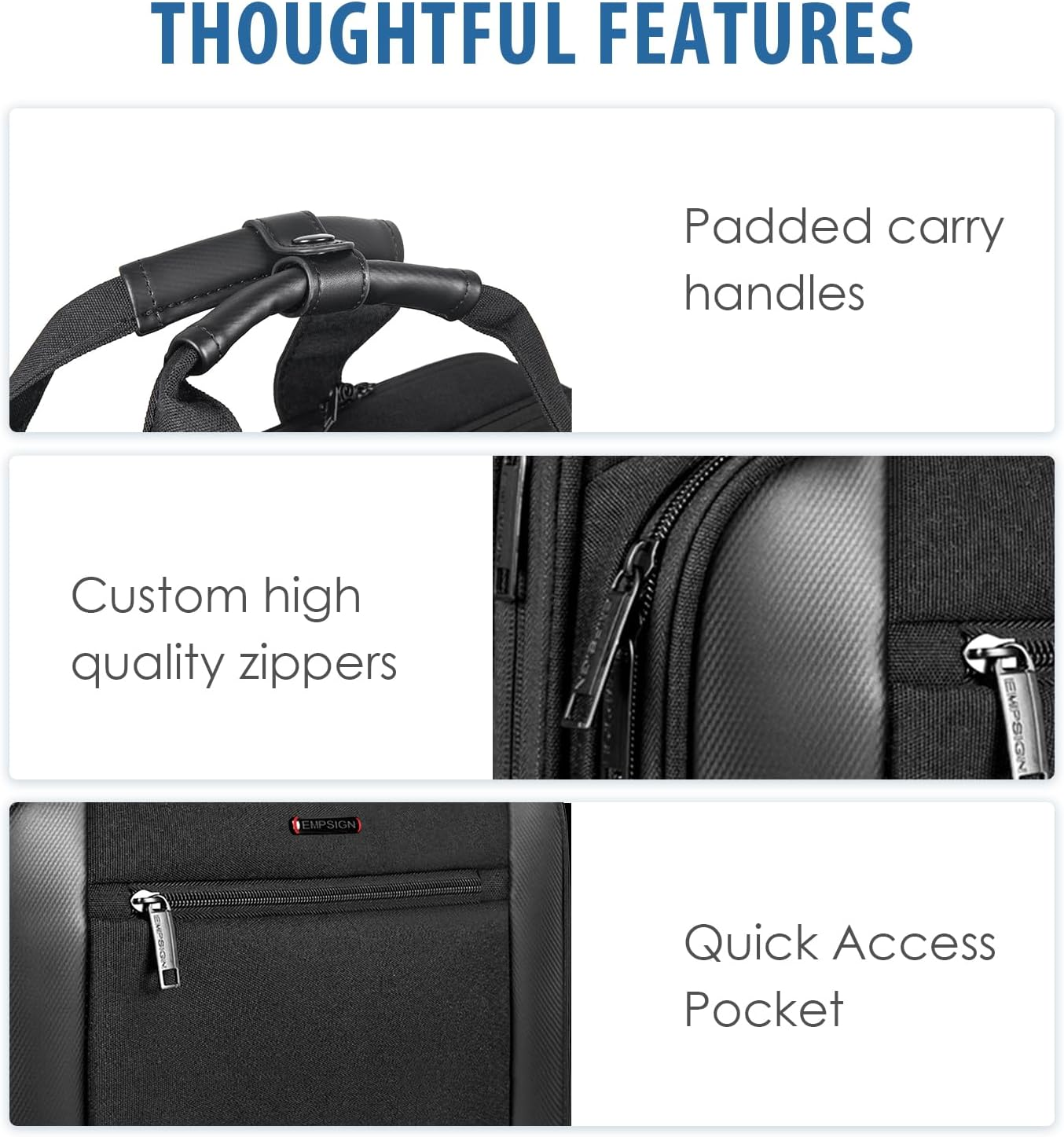 EMPSIGN Rolling Laptop Bag, 17.3 Inch Laptop Case Computer Bag for Men & Women, Water Repellent Travel Bag with RFID Blocking Section, Overnight Bag with Wheels, Briefcase for Business, Travel, School