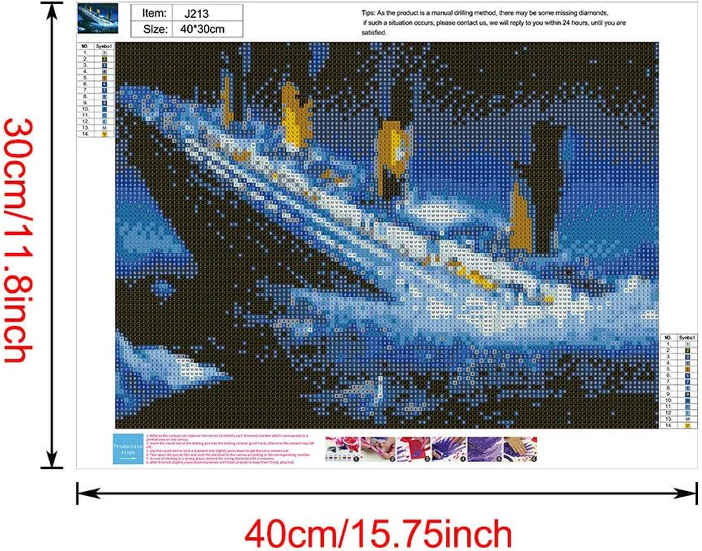 5D Diamond Painting Kits, Titanic Shipwreck Sea Boat WOWDECOR Full Drill DIY Diamond Art Cross Stitch Paint by Numbers image number 4