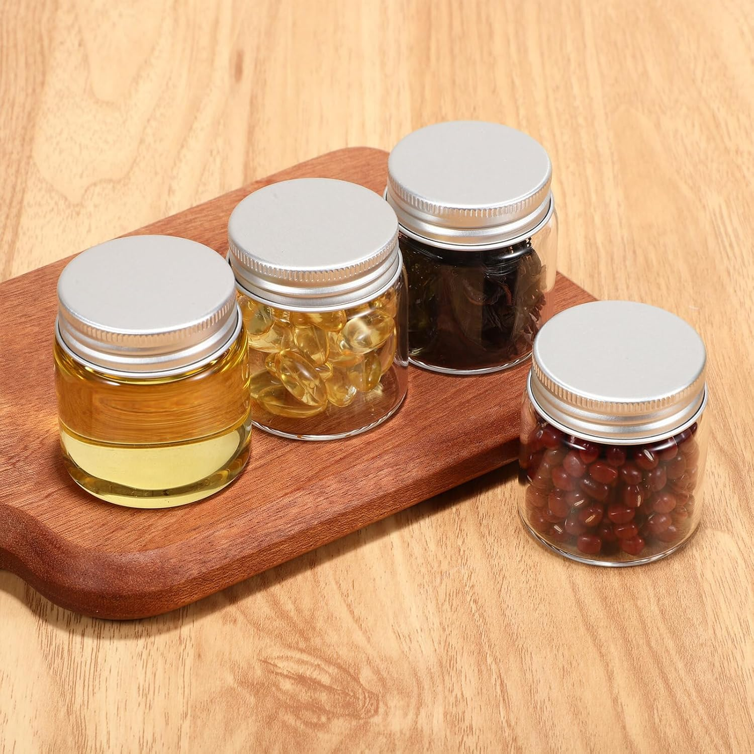 Kichvoe Glass Jars with Lids 20Pcs 50Ml Small Airtight Storage Containers Sealed Glass Jars for Spices Candy Tea Coffee Kitchen Organisation image number 4