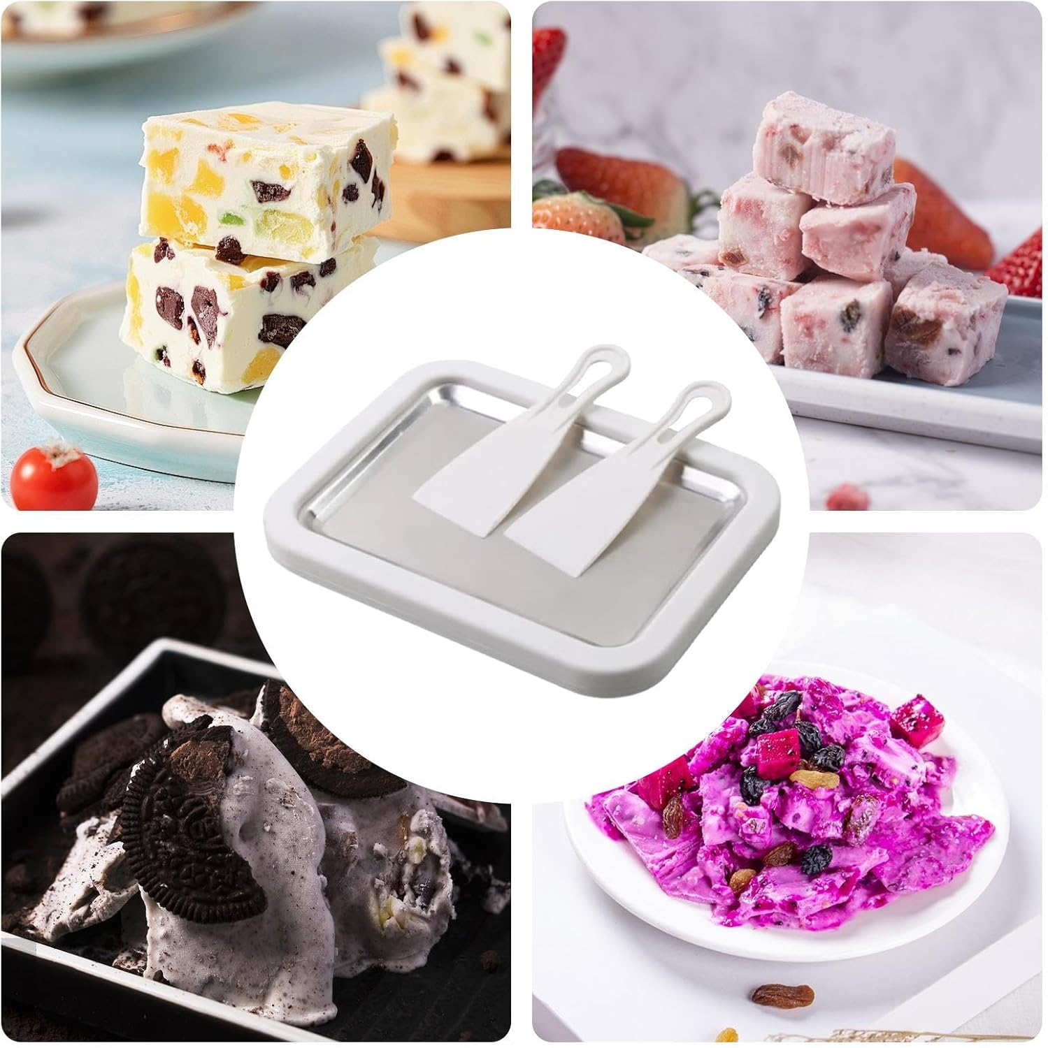 Meindin Instant Ice Cream Maker - Portable Kitchen Gadgets | Rolled Ice Cream Machine with 2 Scrapers,For Party Gatherings Picnic Camping Yogurt Sorbet Home Kitchen Family Kids - Pink image number 4