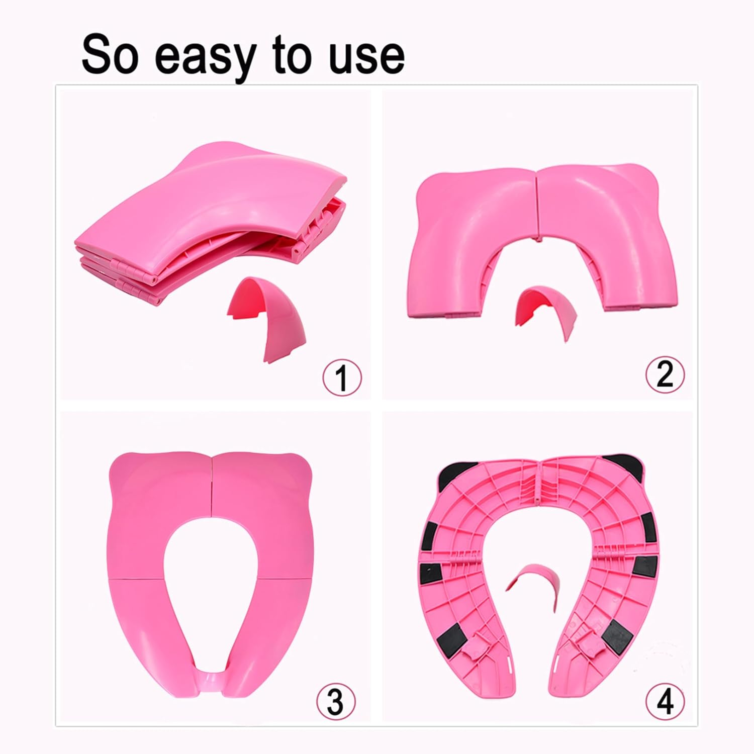 Meno Upgrade Portable Potty Seat with Splash Guard for Toddler, Foldable Travel Potty Seat with Carry Bag, Non-Slip Pads Toilet Potty Training Seat Covers for Baby, Toddlers and Kids (Pink) - White image number 2