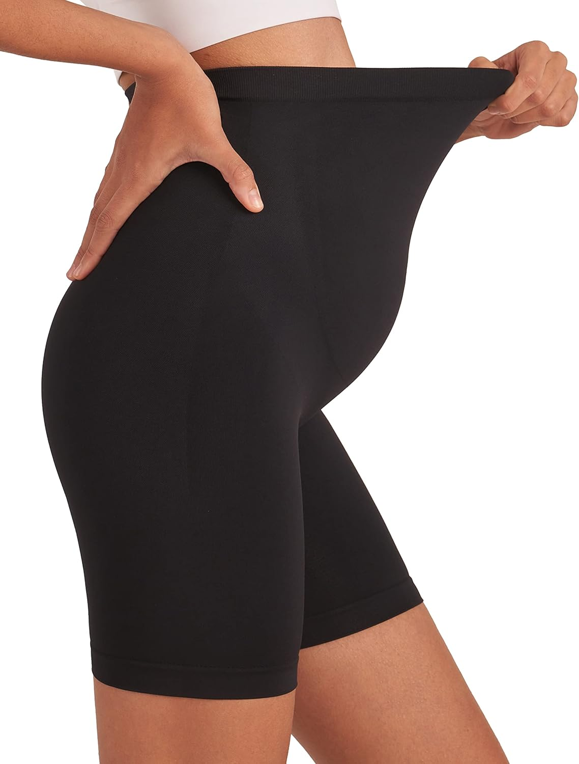 Enerful Women'S Maternity Shorts Biker Summer Soft Seamless Pregnancy Yoga Workout Active Short Leggings over Belly 5"/8" image number 2