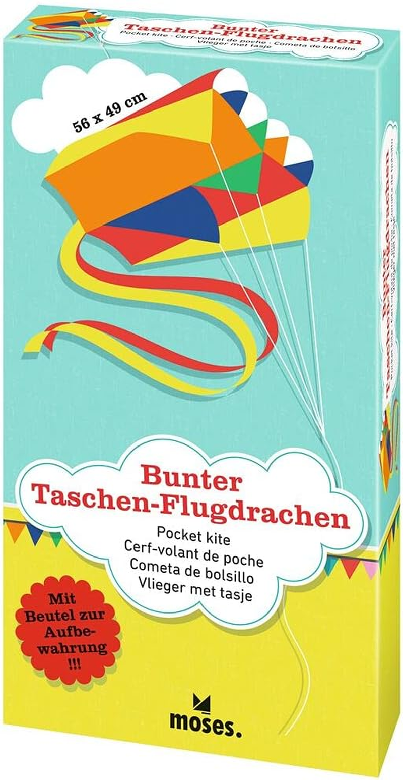 Moses. 38130 Colourful Pocket Flight Kite, Ready to Start Single-Line Dragon for Children from 4 Years, Colourful Children'S Kite with Transport Bag Colourful image number 3