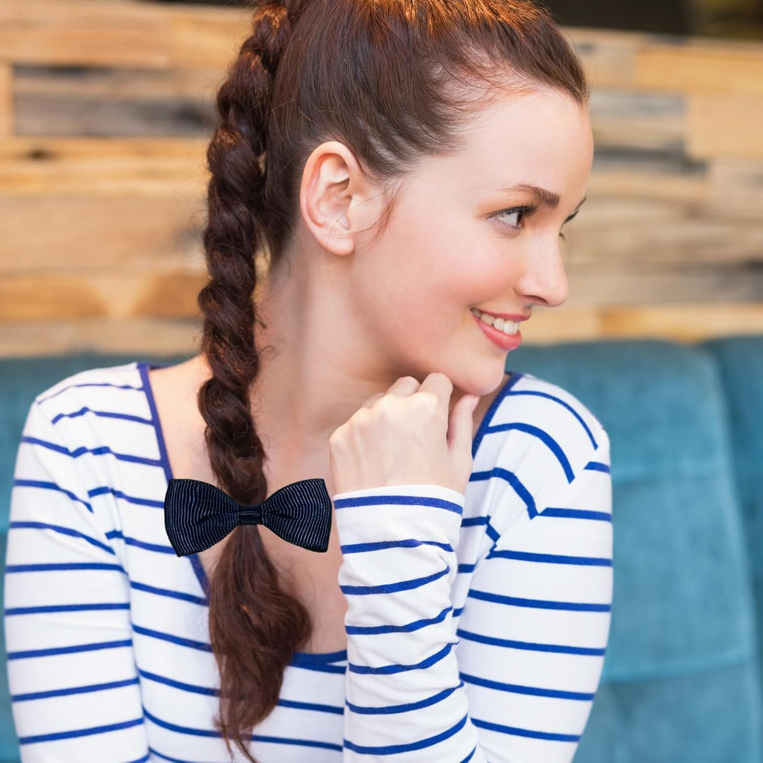 Bliceon 20 Pcs Navy Blue Hair Accessories Set - Girls' Bobbles, Bows, School Bands, Navy Blue Ribbon Headbands, Clips, Elastic Hairbands, and Braids - for Kids and Women image number 2