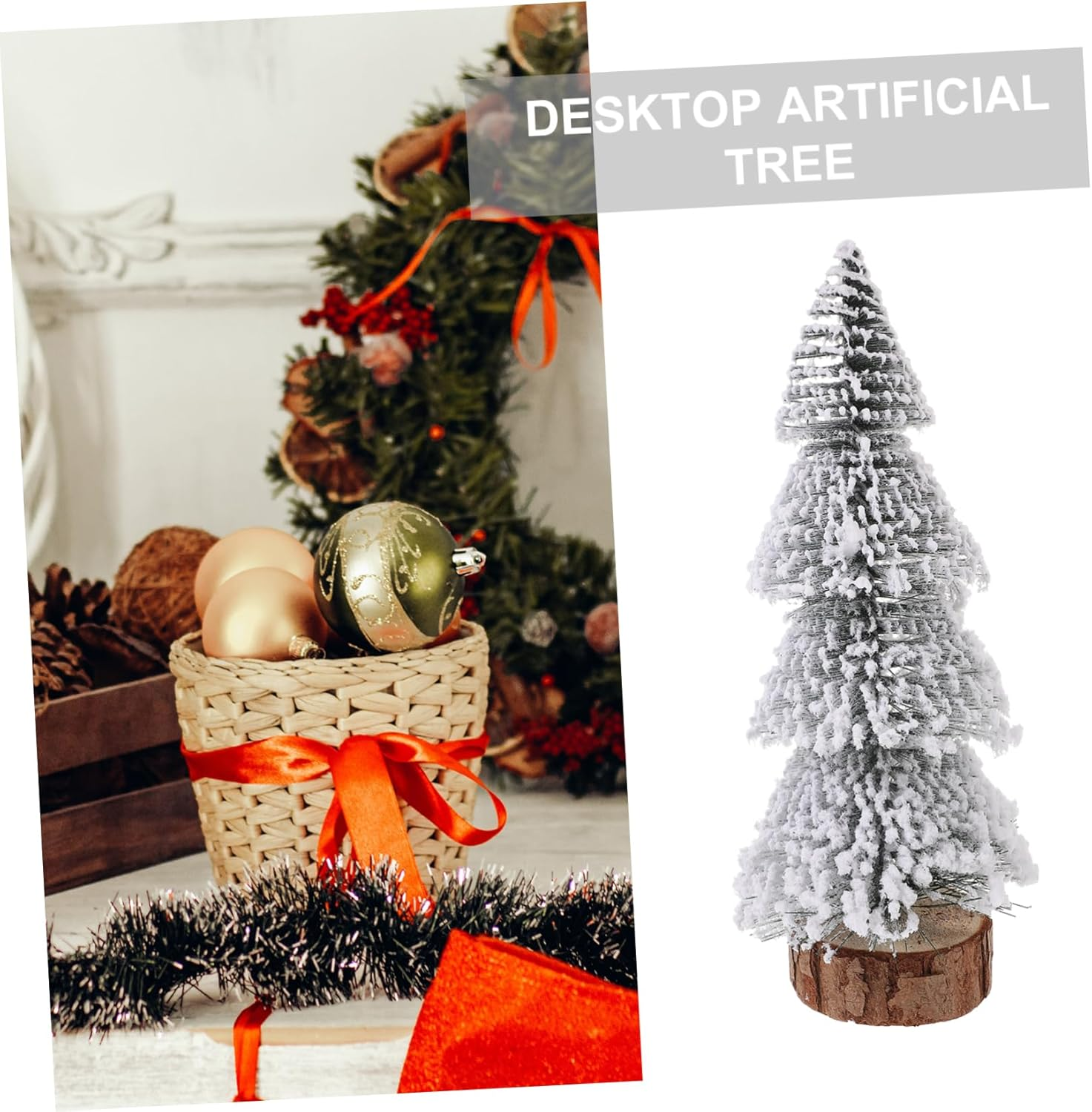 Flat Bottom Mini Christmas Trees Artificial Desktop Decorations 2Pcs Set