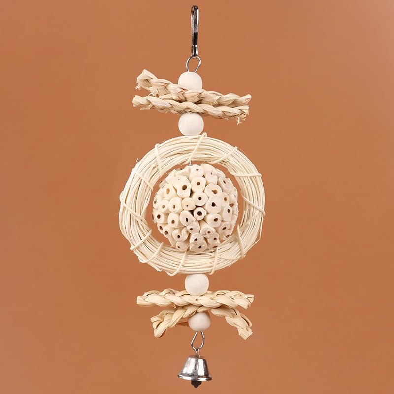 Hanging Chewing and Foraging Cage Foraging with Bell, 1Pc Bird Chewing and Foraging Toy, Parrot Cage Foraging Hanging Toy, Bird Shredding Foraging Chew Hanging Toy