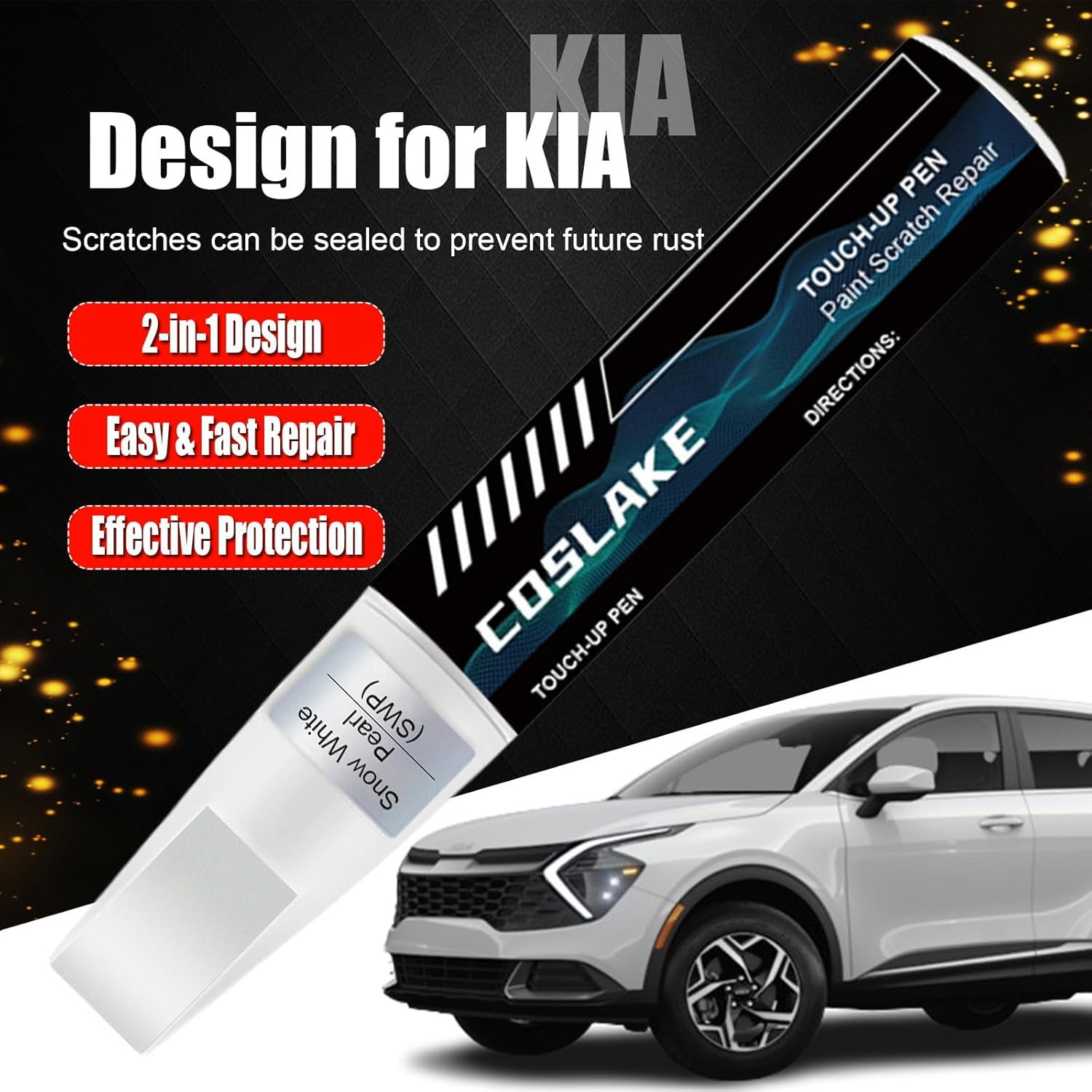 Car Touch up Paint(Snow White Pearl(Swp)) for Kia, Car Paint Scratch Repair Kit, Quick & Easy Solution to Repair, 2 in 1 Scratch Remover Pen with Color-Matched image number 6