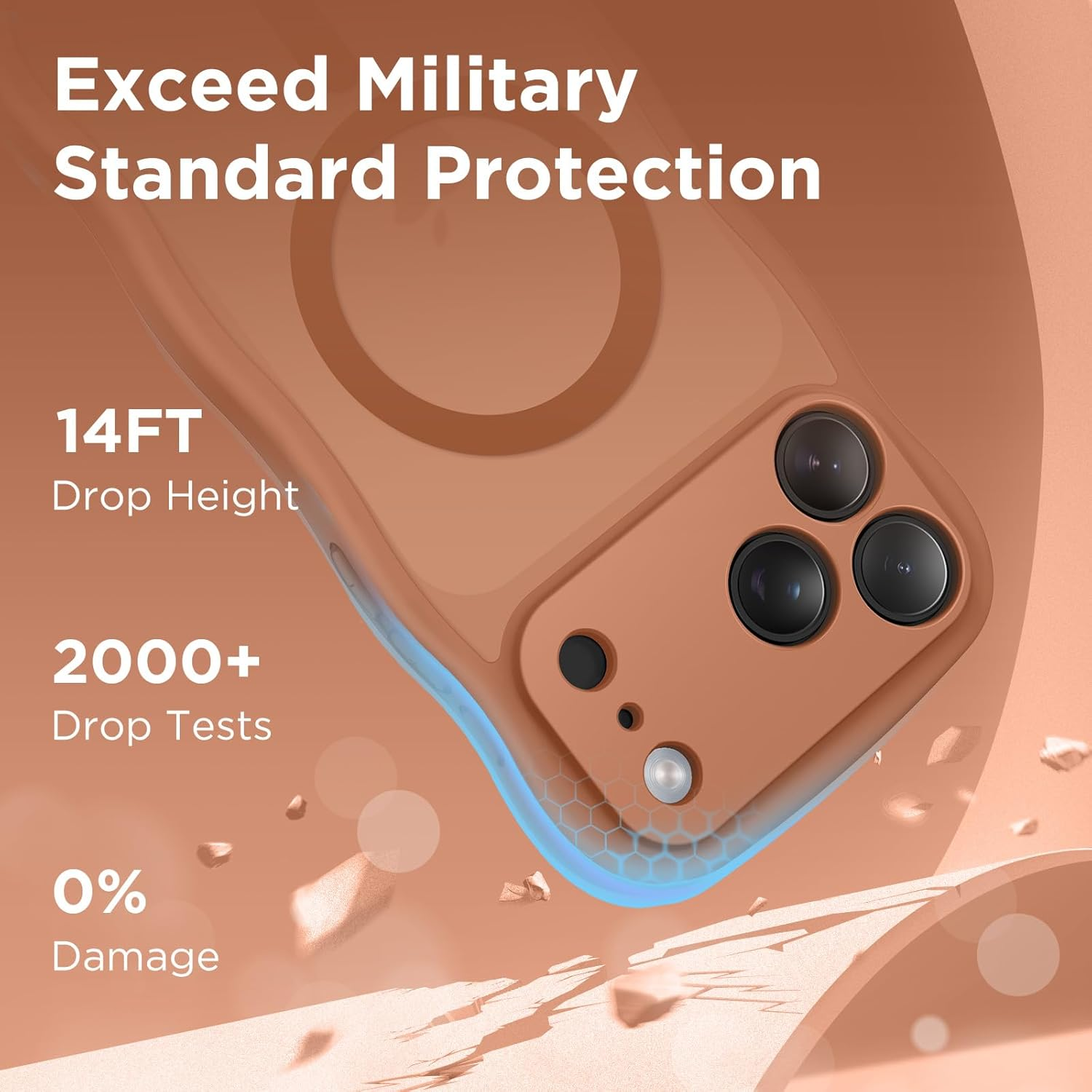 CAPRARO Magnetic for Iphone 17 Pro Max Case for Women Girls, Upgraded [Full Camera Protection] [Compatible with Magsafe] Cute Wave Translucent Matte Phone Case for Iphone 17 Pro Max, Dark Orange