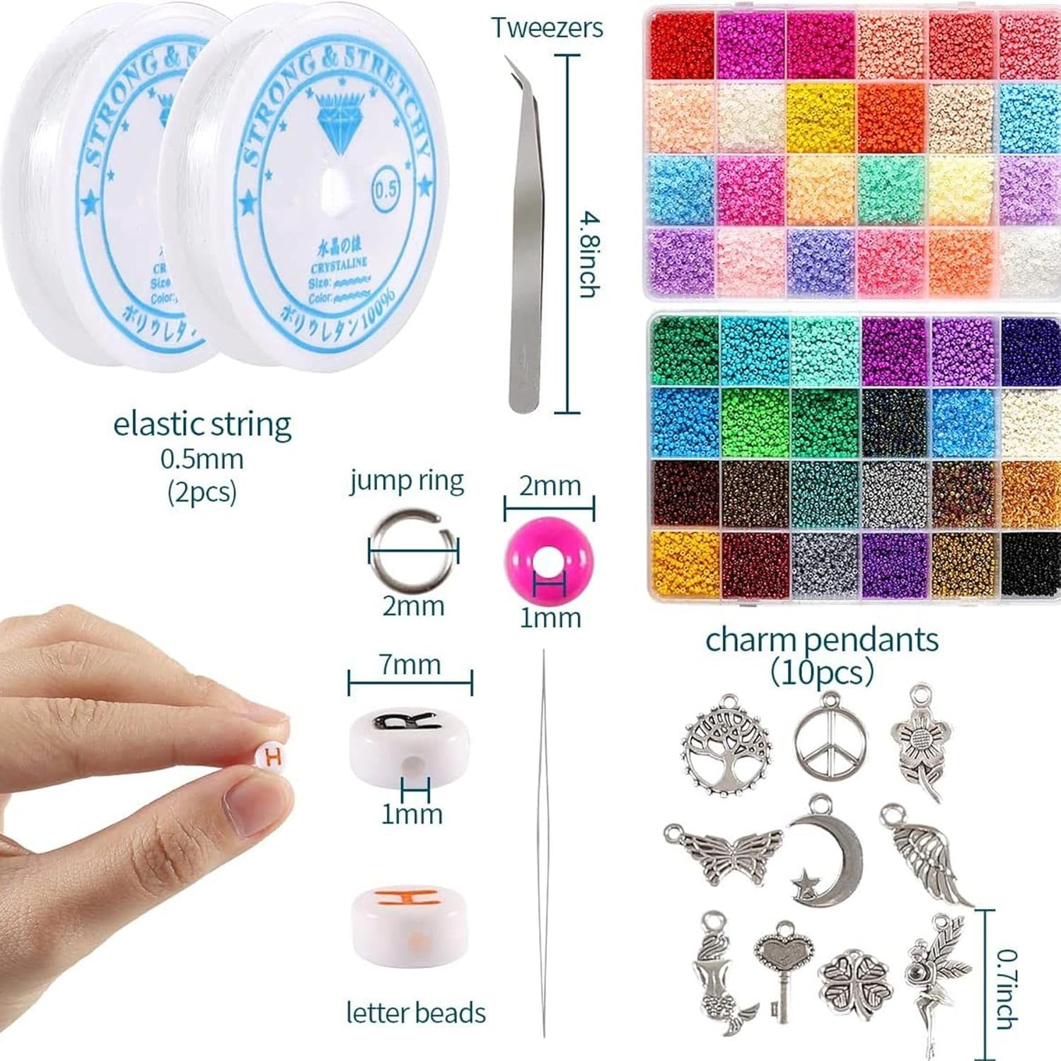 36600Pcs Seed Beads for Jewelry Making Bracelets Making Kit 4Mm Glass Seed Beads DIY Set Preppy Polymer Heishi Beads for Jewelry Making with DIY Art Craft Kit (Colorful) image number 2