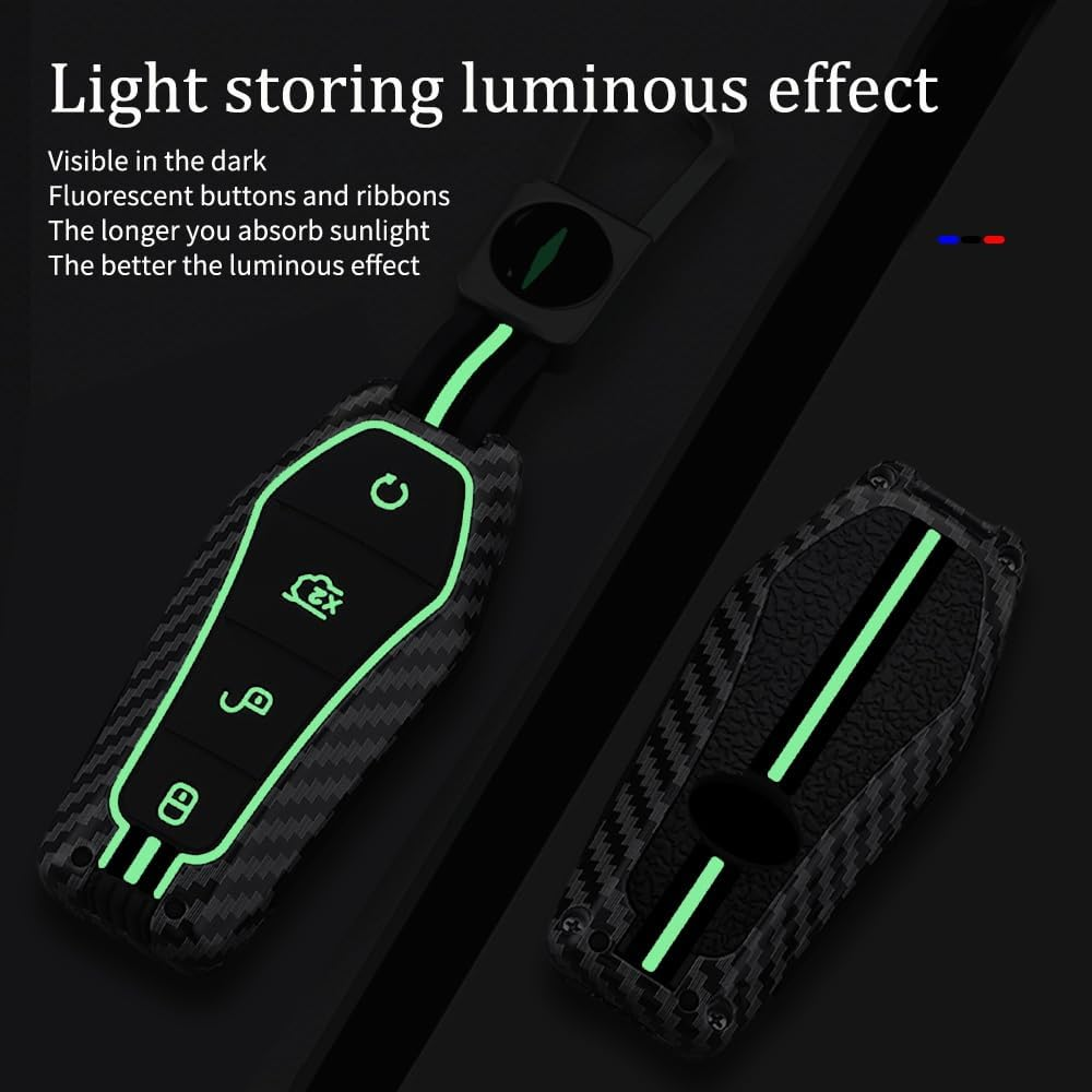 Ontto Car Key Cover Fit for BYD Atto 3 Dolphin Seal U Dm-I Sealion 7 Sealion 6 Shark 6 Carbon Fiber Metal 4 Buttons Key Fob Holder Case Keychain Keyring Shell Accessories Red Blue 2 image number 2