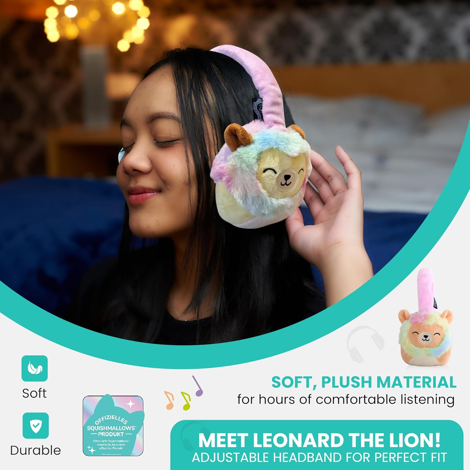 Squishmallows Plush Bluetooth Headphone - Leonard image number 6