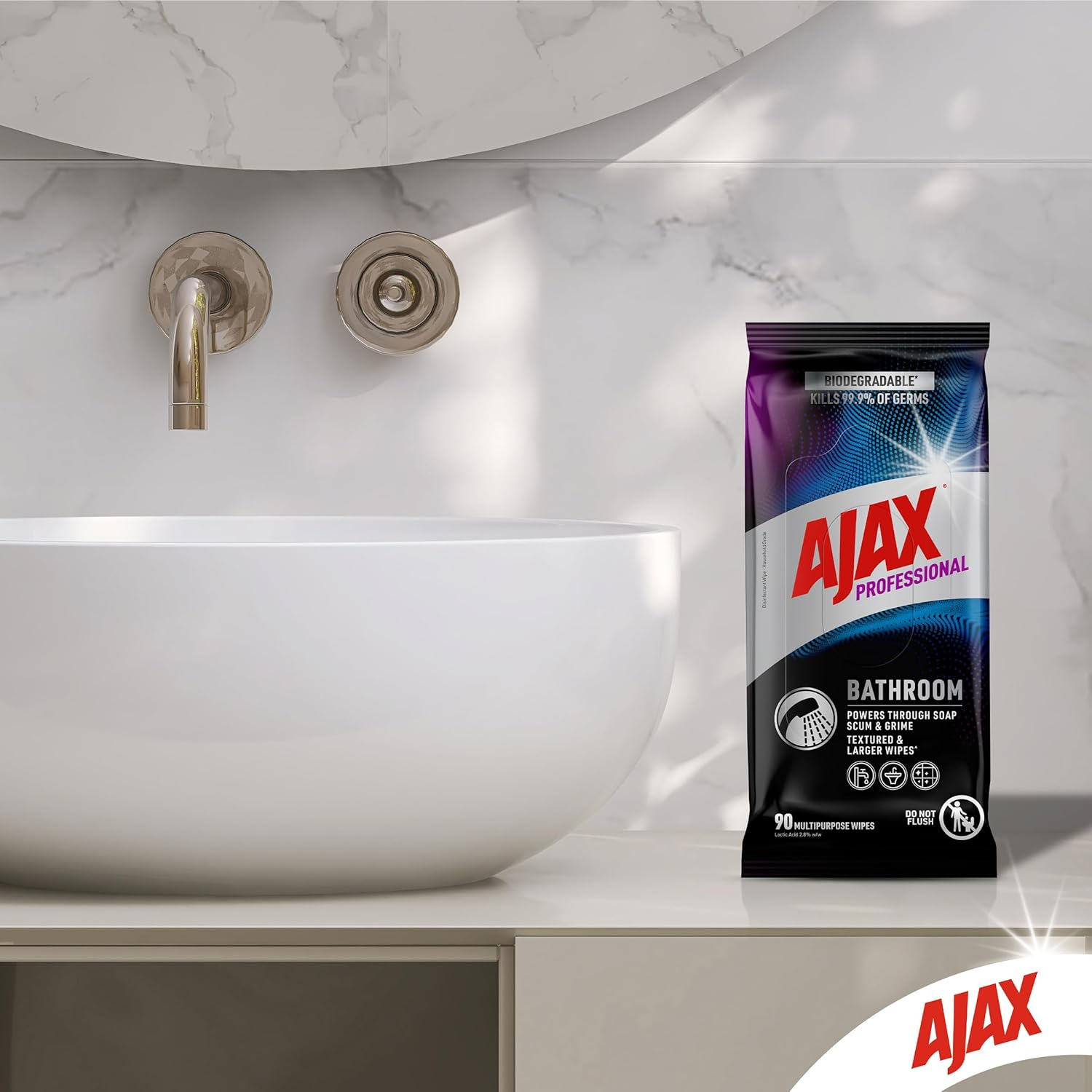 Ajax Professional Bathroom Wipes 90 Pack image number 6