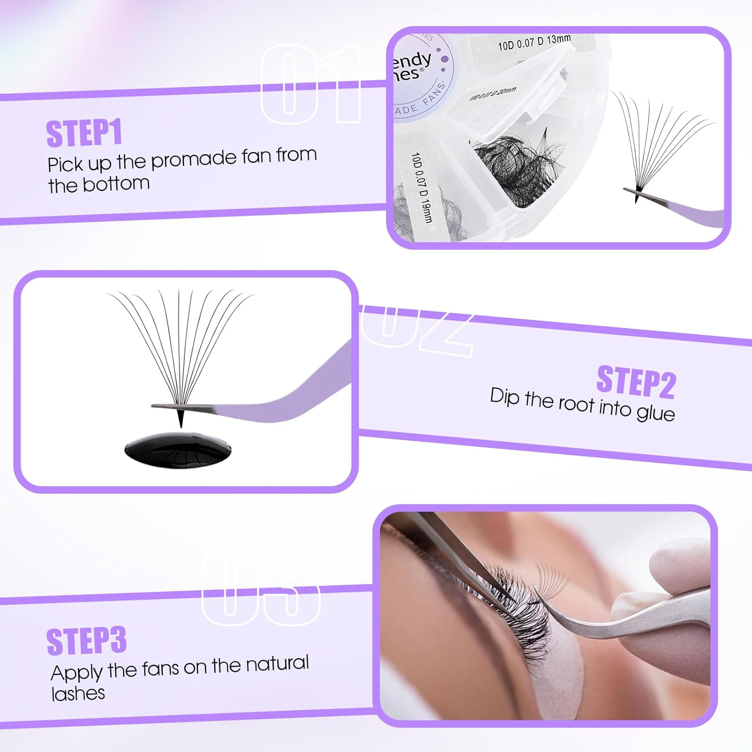 WENDY Lash Tweezers for Eyelash Extensions, Precision Fiber Stainless Steel Lash Applicator Tool for False Eyelashes, Precision Fiber Mega Volume Lash-Tweezers Use at Home