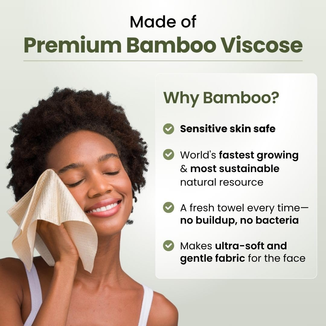 Clean Skin Club Bamboo Viscose Clean Towels&reg; XL 100% USDA Biobased Face Towel, Disposable Face Towelette, Makeup Remover Dry Wipes, Ultra Soft, 50 Ct, 1 Pack image number 1