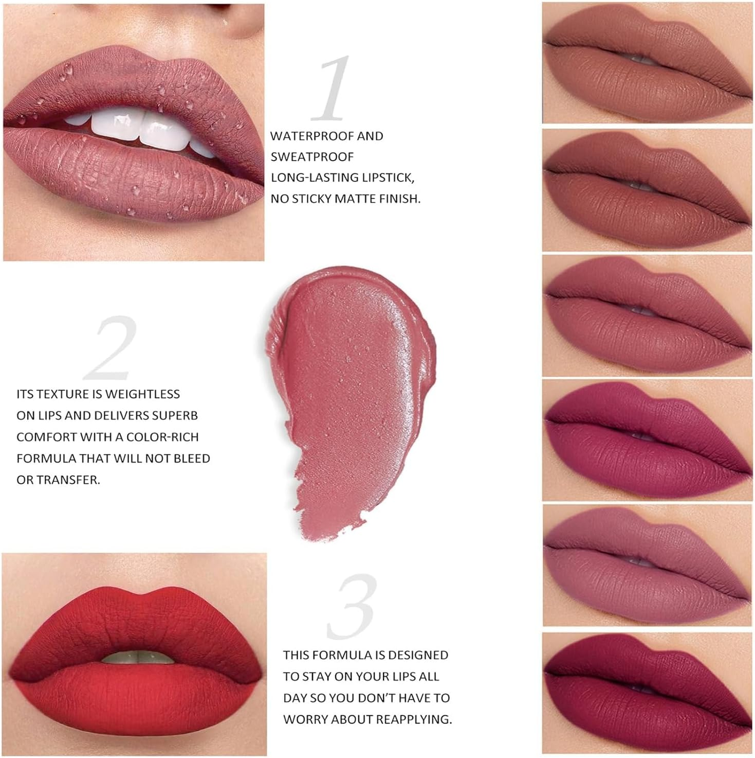 12Pcs Lip Gloss Make-Up Set, Matte Liquid Lipstick Lip Tint Stain Waterproof Long-Lasting Velvet Lipgloss Make up Gifts for Women Teenage Girls Birthday Valentine'S Day image number 1