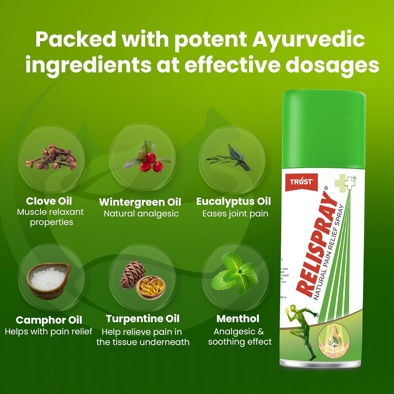 RELISPRAY Instant Pain Relief | Purely Ayurvedic Spray | 100% Natural Pain Relief Spray | Unique Pain Relieving Technology for - Elbow Pain, Backache, Knee Pain, Muscle Pain, Tired Feet, Ankle Sprain | Suitable for Sports Gym Injuries,Household Use and Outdoor Activities - 95G image number 3