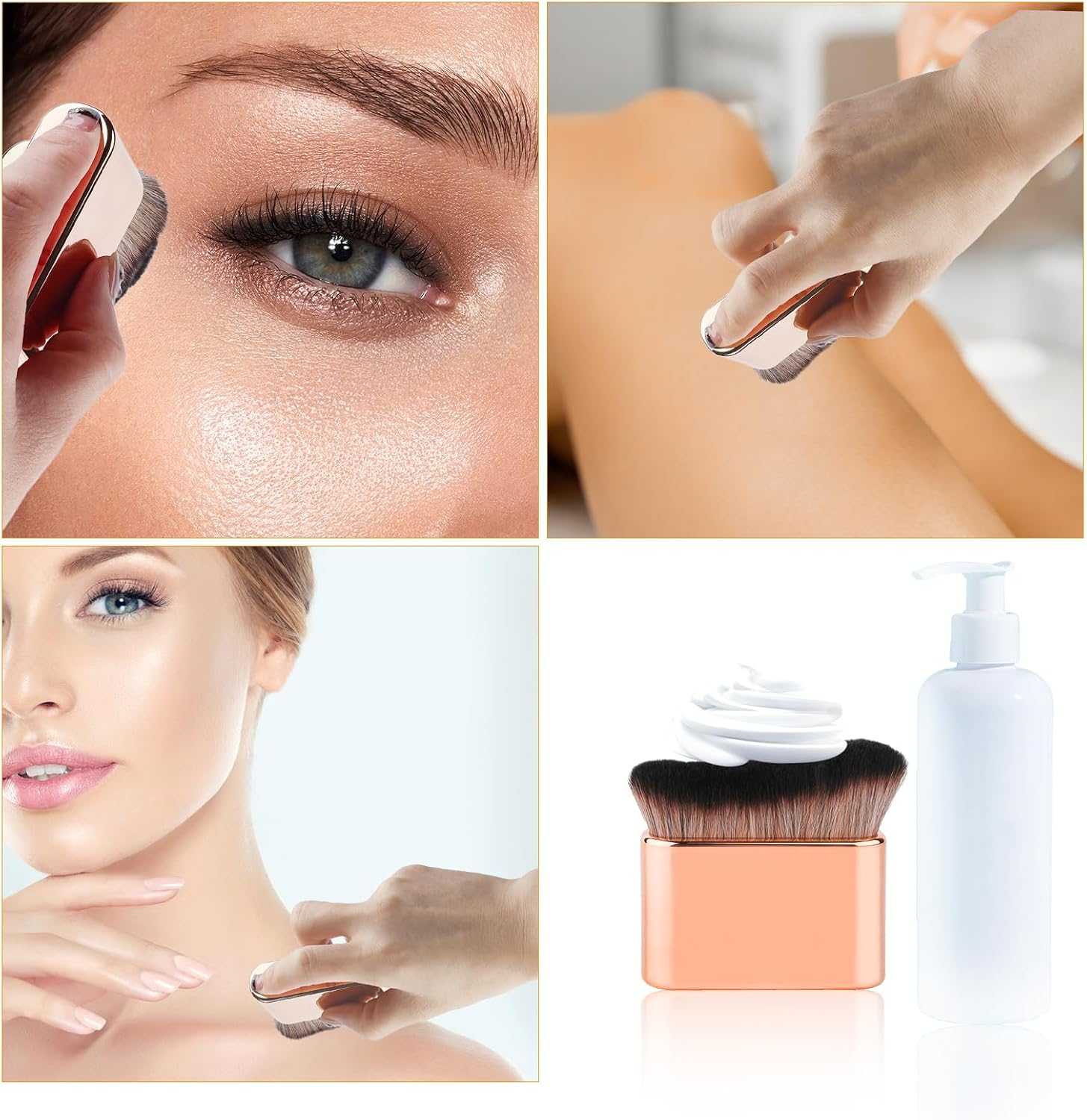 Self Tanning Brush, Soft Self Tanner Brush Applicator Portable Tanning Brush Foundation Body Makeup Brushes for Face and Body (Rose Gold)