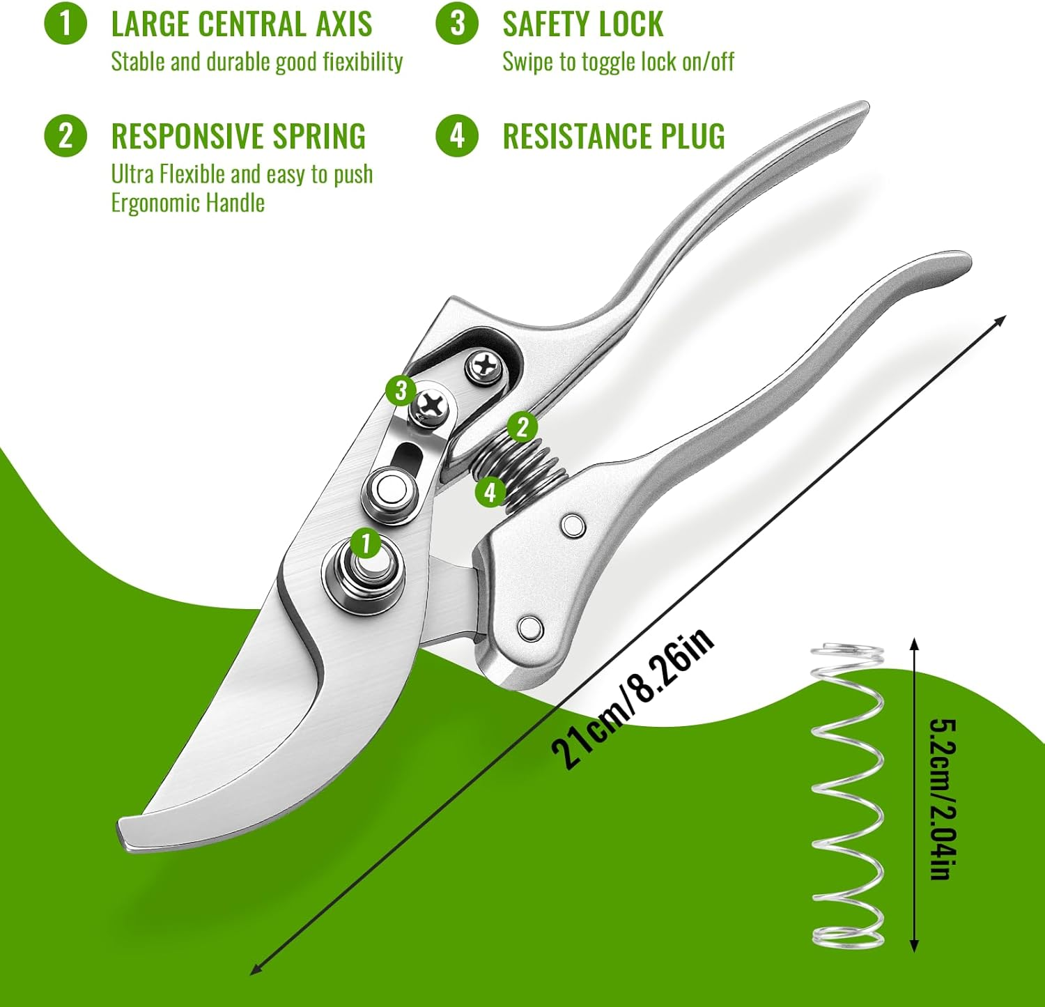 8Inch Secateurs, Pruning Shears of Sharp Precision-Ground, Premium Quality Gardening Tools Safety Lock, Gardening Clippers Hand Pruners Garden Trimmers for Plants image number 2