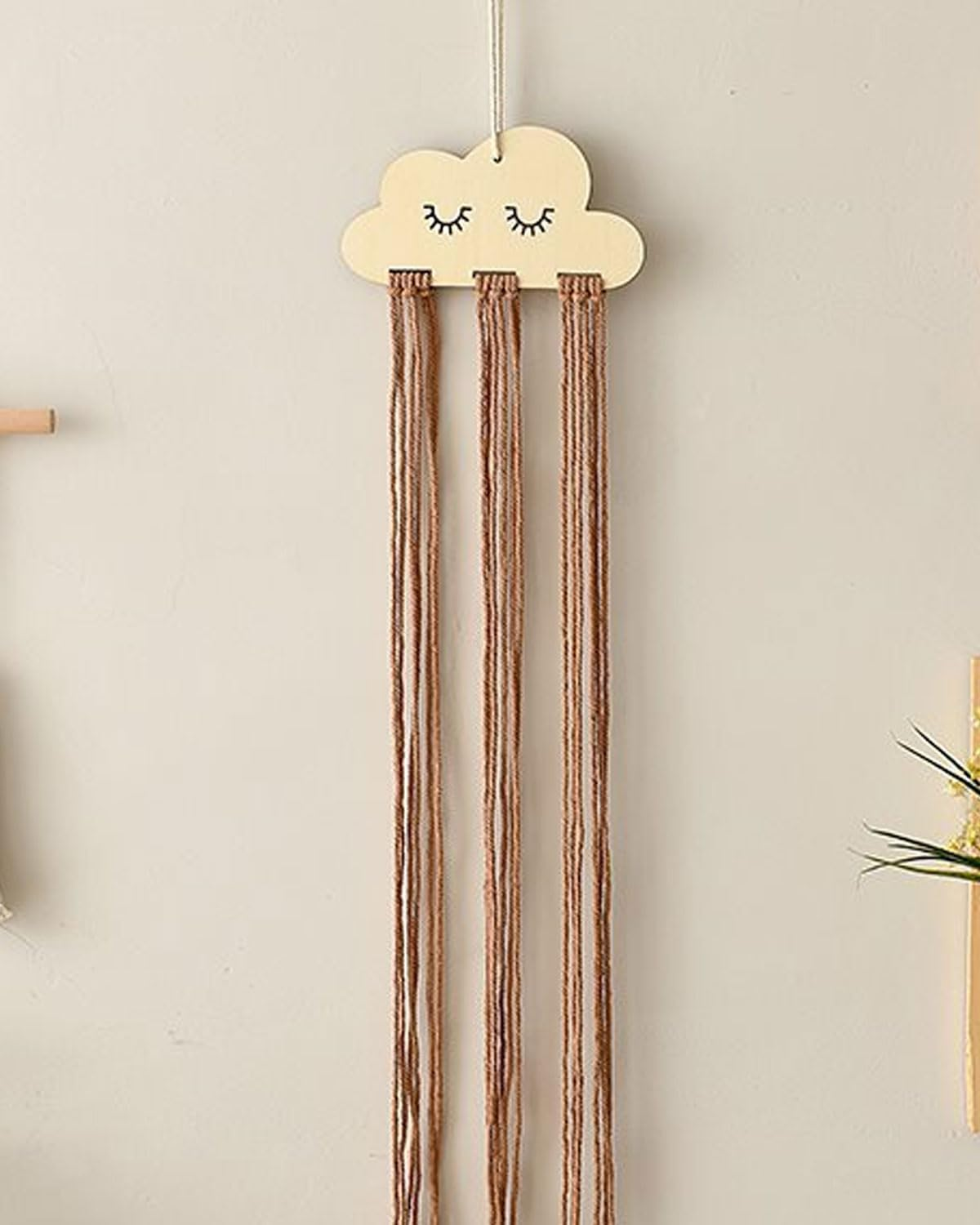 IPNSDON 1 Piece Scandinavian Style Wooden Piece Clouds Hair Clip Organiser, Girls Hair Clip Organiser, Hair Clip Holder with Hair Clip Organiser (A) image number 3