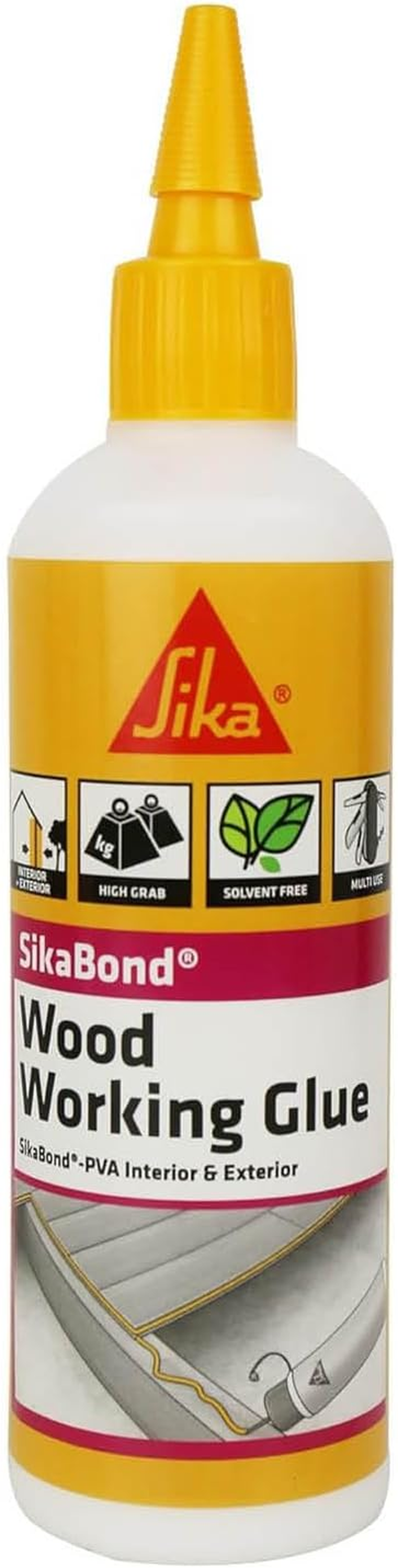SIKA - Wood Adhesive - Sikabond PVA - White - Wood Working Glue - Interior and Exterior - Flexible Permanent Bonding - 500Ml