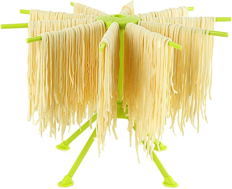 Ourokhome Collapsible Pasta Drying Rack- Plastic Household Noodle Stander with 10 Arms (White)