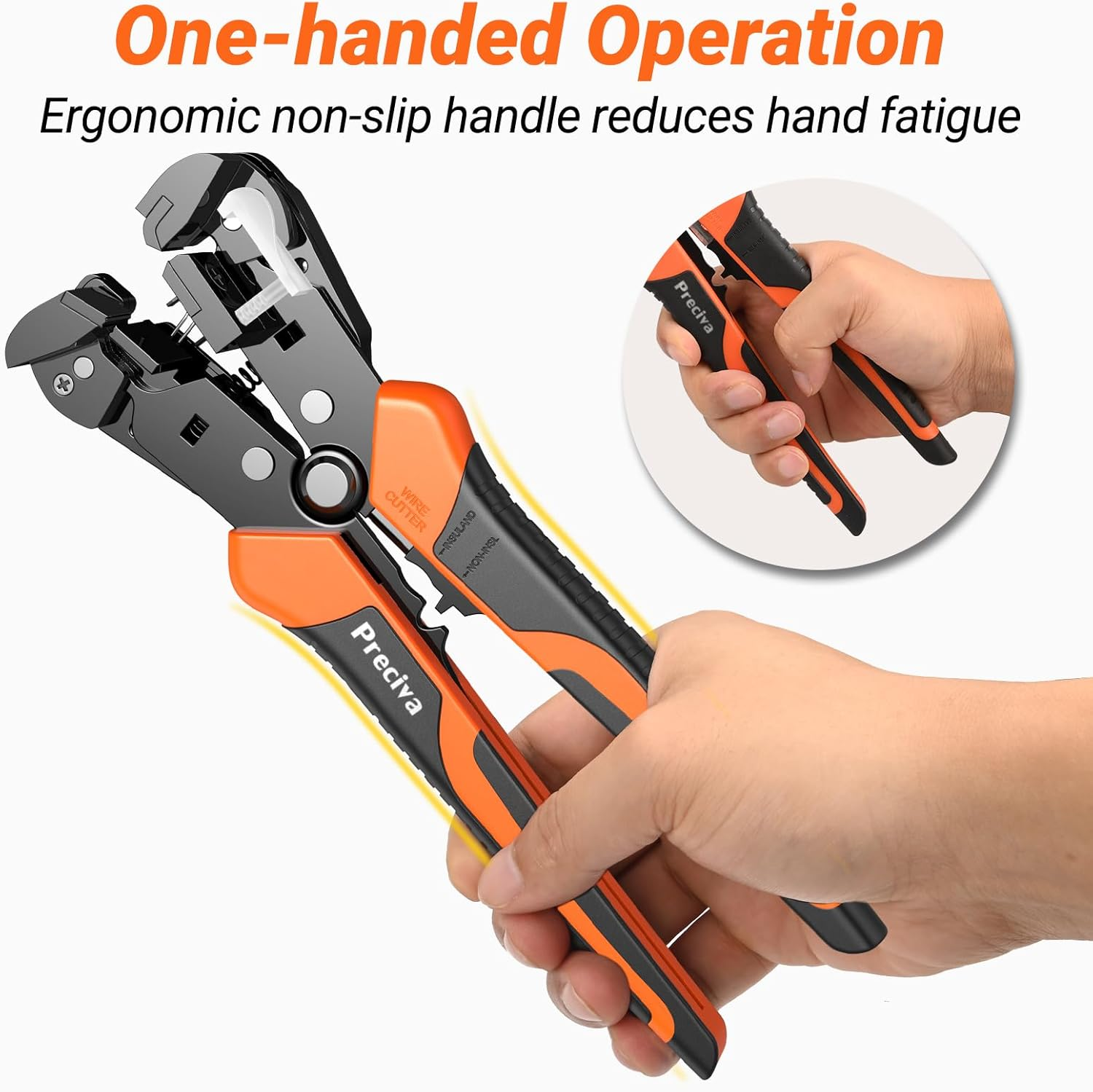 Wire Stripper, Preciva Automatic Cable Stripper and Cutter Tool Electrical for 0.2-6Mm&sup2; Cable, Self Adjustable Wire Stripper Plier image number 5