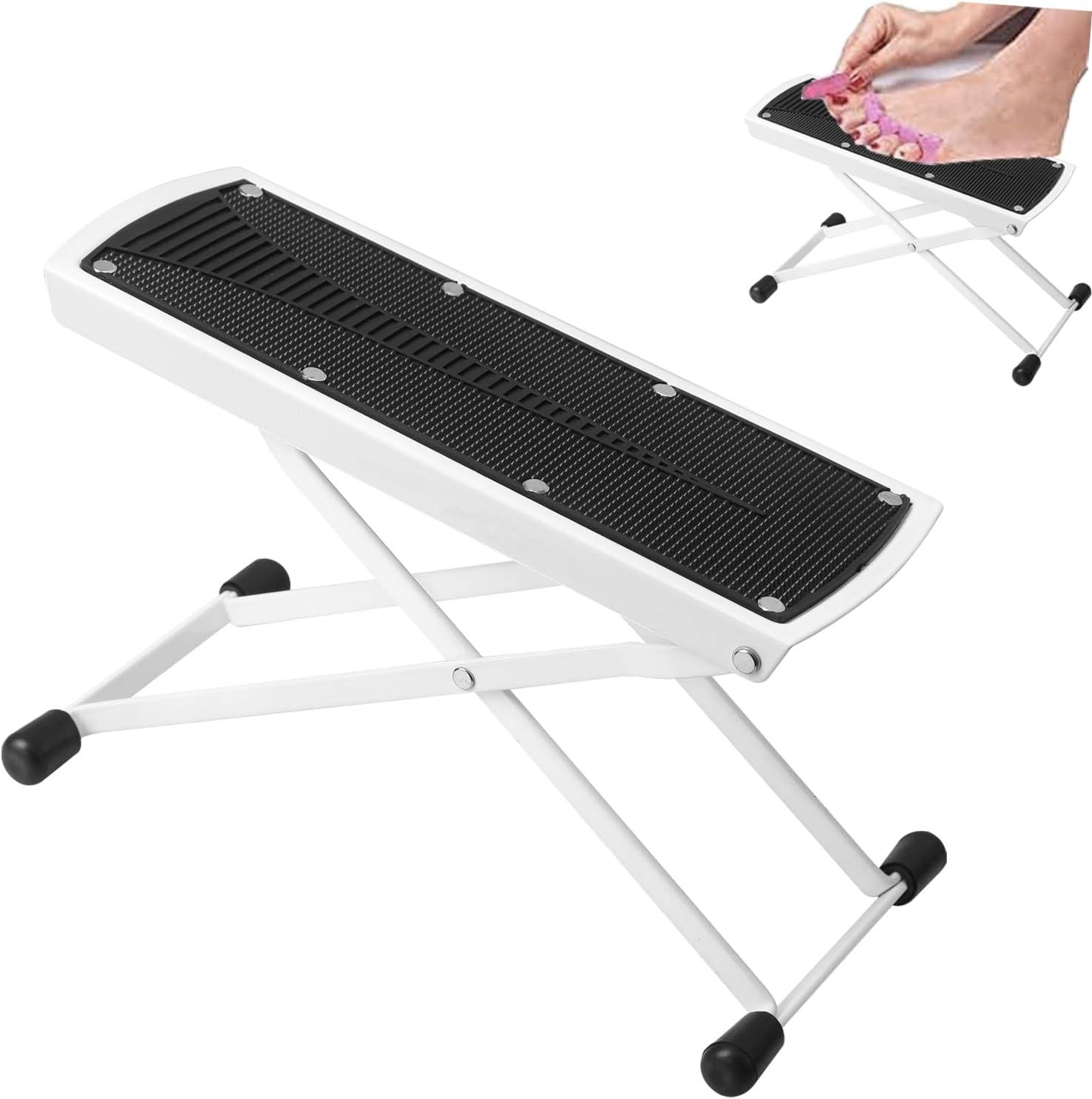 Ztohpyo Foldable Foot Rest, 6-Height Adjustable Spa Foot Stand, Non-Slip Sturdy Foot Care Stand for Easy Home Pedicures, Beauty Pedicure Stool Tool