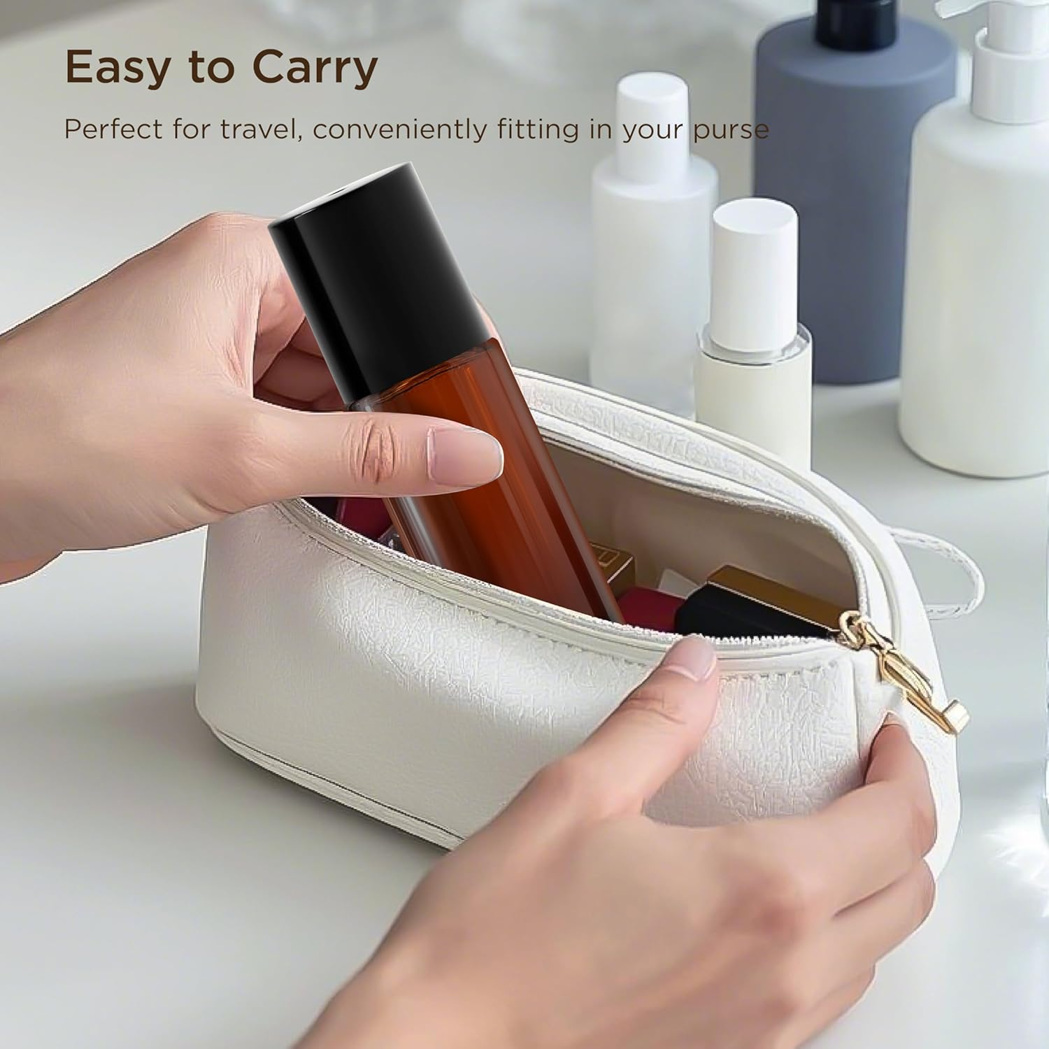 SESENSE Essential Oil Roller Bottles, 2PCS (50Ml/30Ml) Thick Glass Perfume Roller Bottles with Funnel and Dropper Glass Empty Bottles Beauty and Personal Care Tools for Fragrance (Amber, 50ML) image number 6