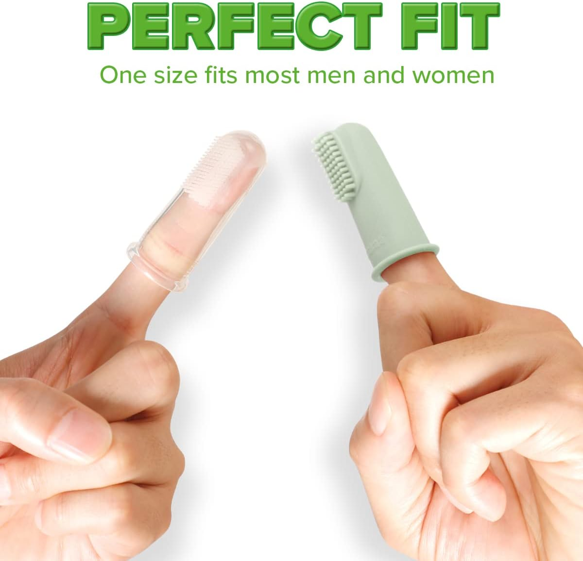 Haakaa Silicone Baby Finger Toothbrush, Oral Care for Infants|Babies|Toddlers|Kids, Soft Food Grade Silicone, 0 Months+, 2 Pack(Clear） - Clear image number 2